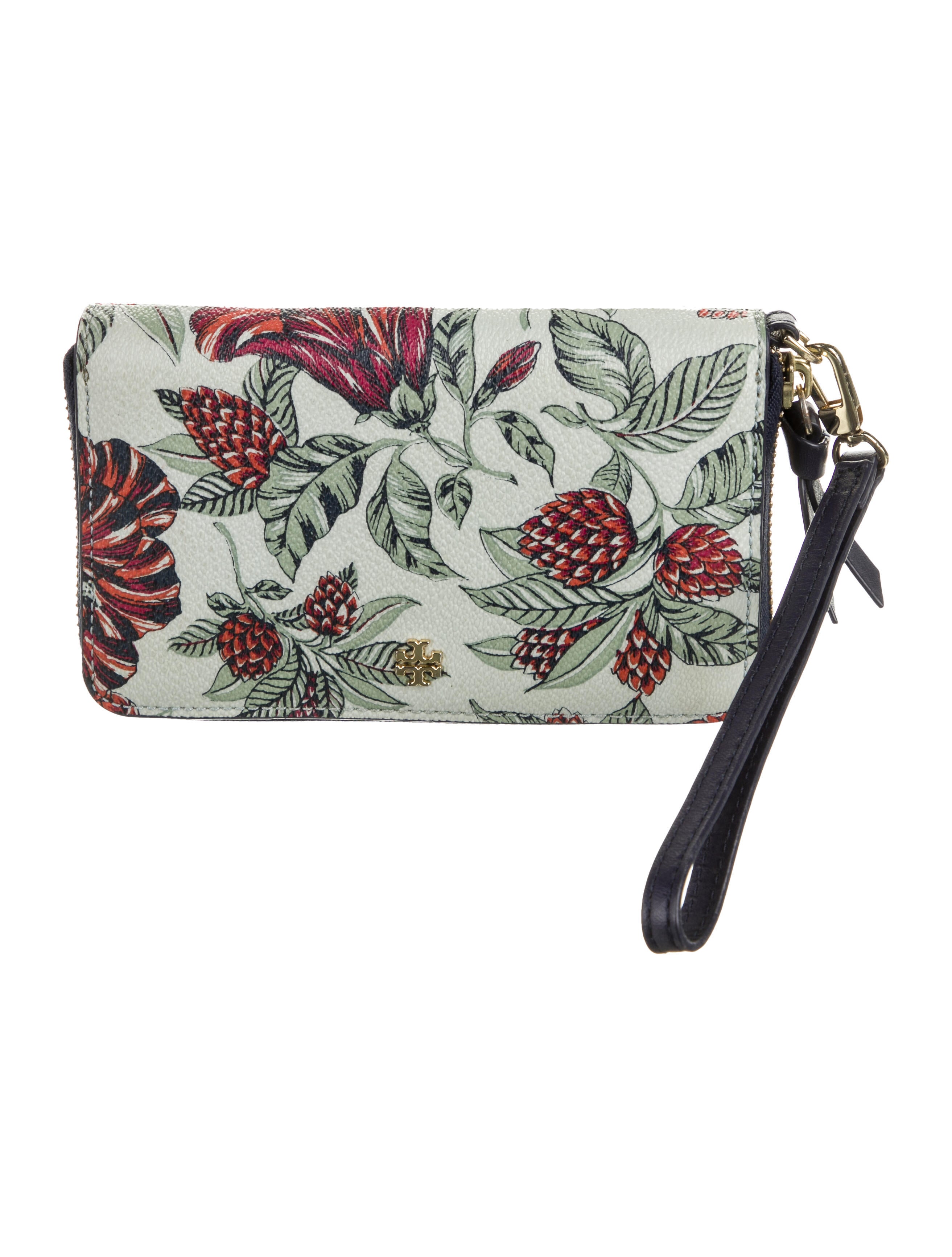 Tory Burch Leather Floral Print Wristlet