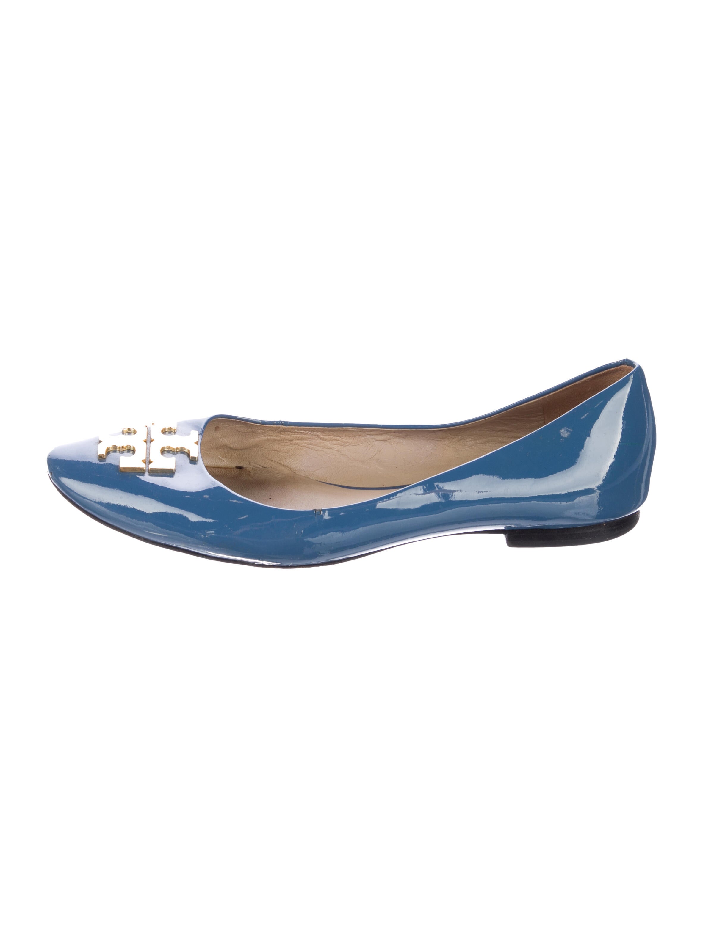 Tory Burch Signature Logo Patent Leather Ballet Flats