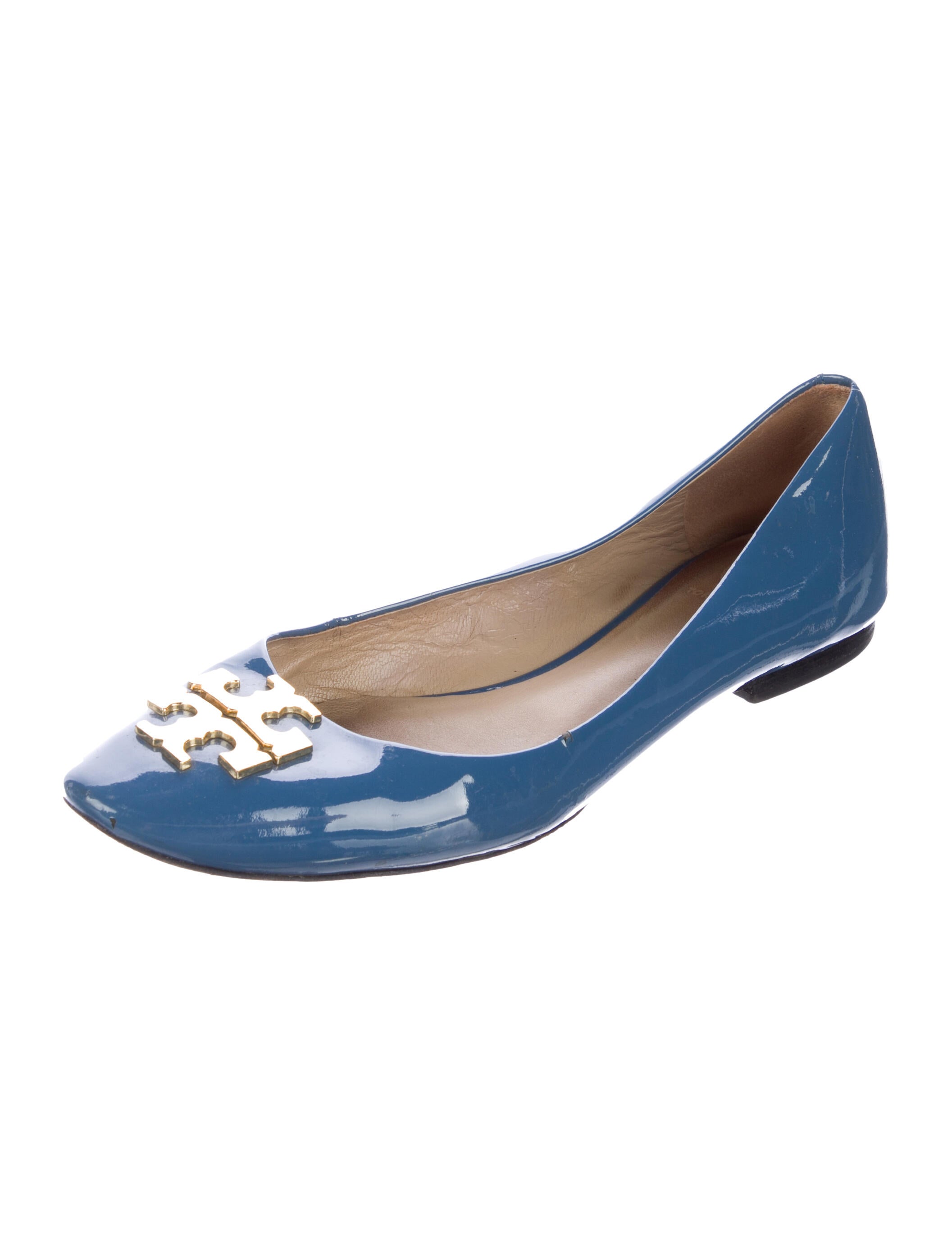 Tory Burch Signature Logo Patent Leather Ballet Flats