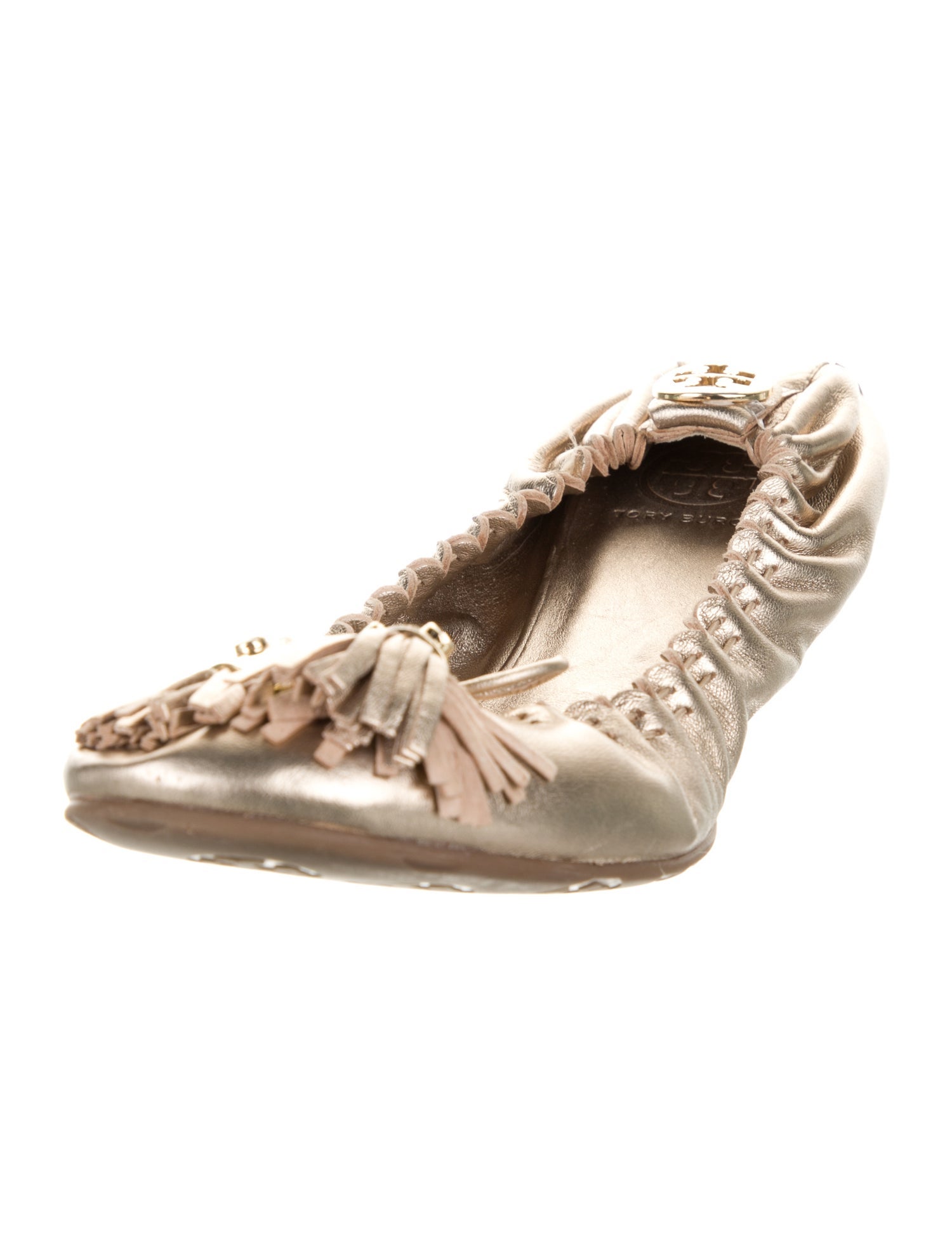 Tory Burch Leather Tassel Accents Ballet Flats