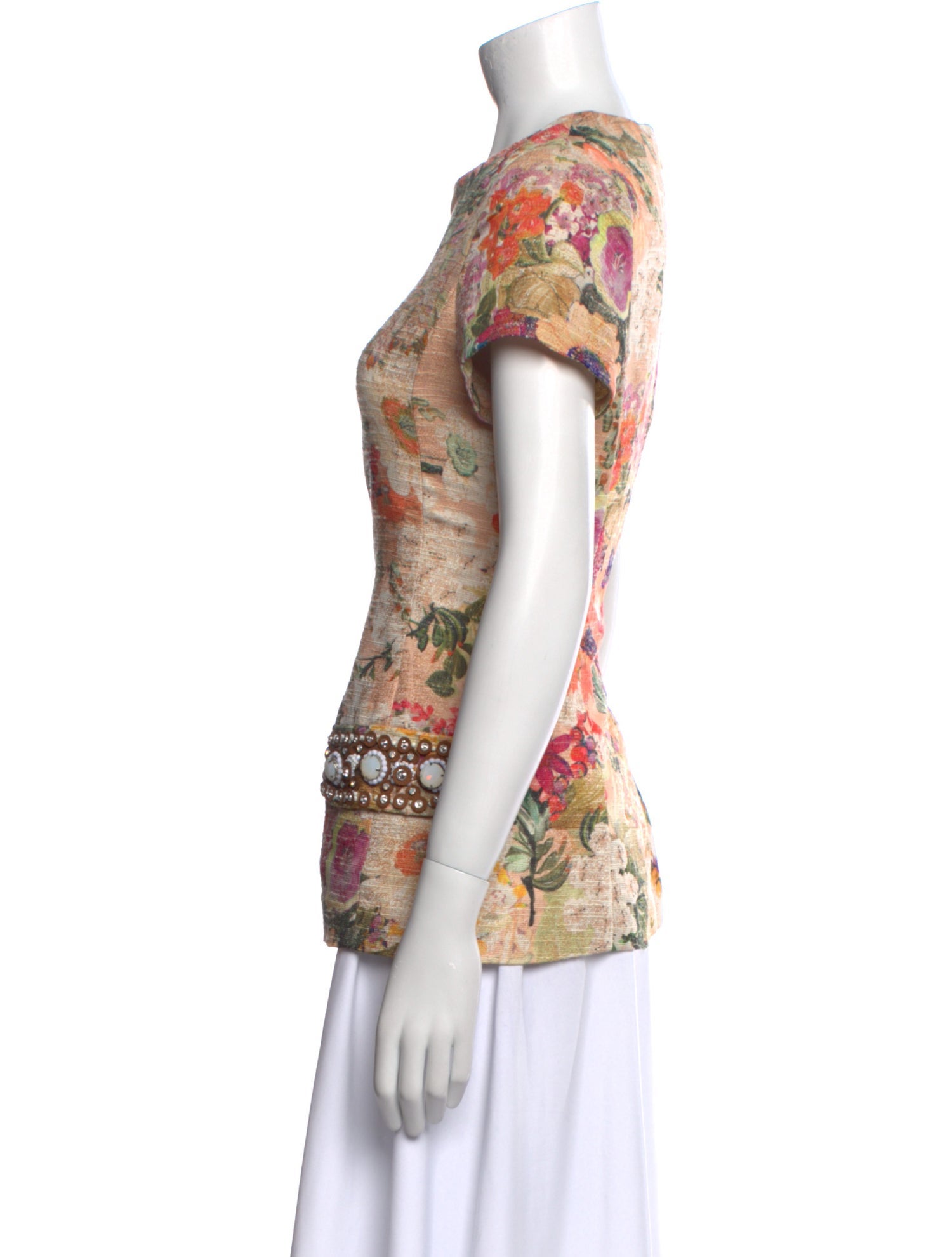 Tory Burch Floral Print Crew Neck T-Shirt