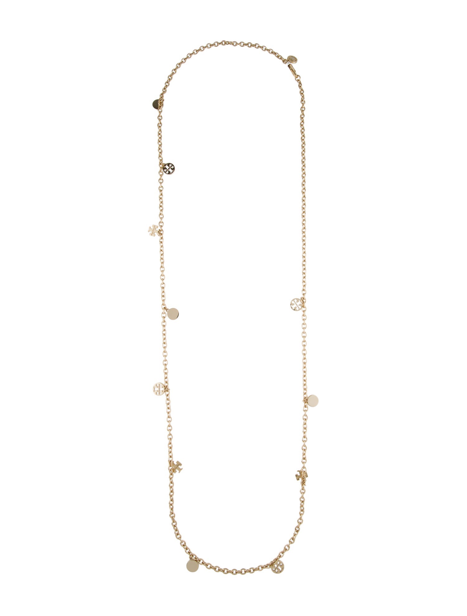 Tory Burch Logo Charm Rosary Station Necklace