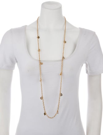 Tory Burch Logo Charm Rosary Station Necklace