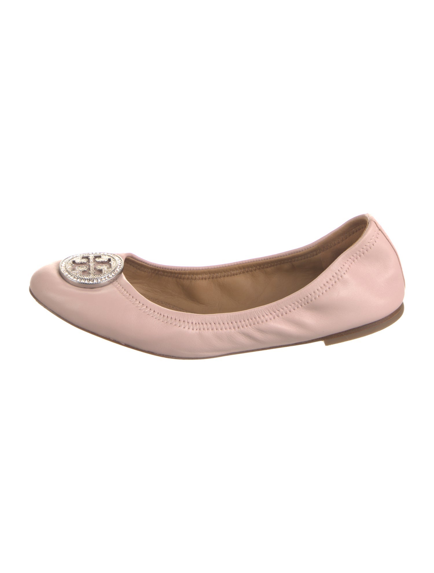 Tory Burch Leather Crystal Embellishments Ballet Flats