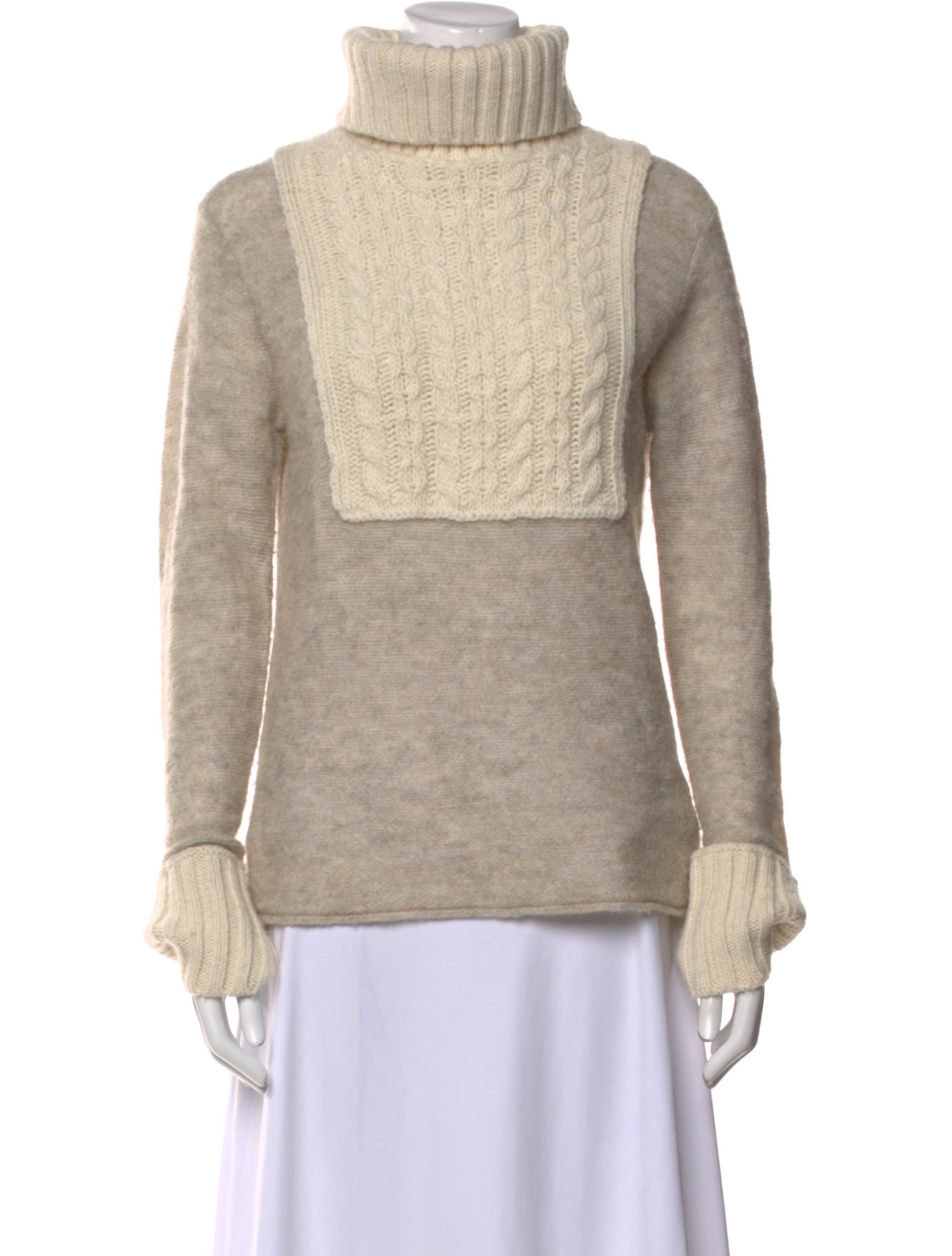 Tory Burch Colorblock Pattern Turtleneck Sweater
