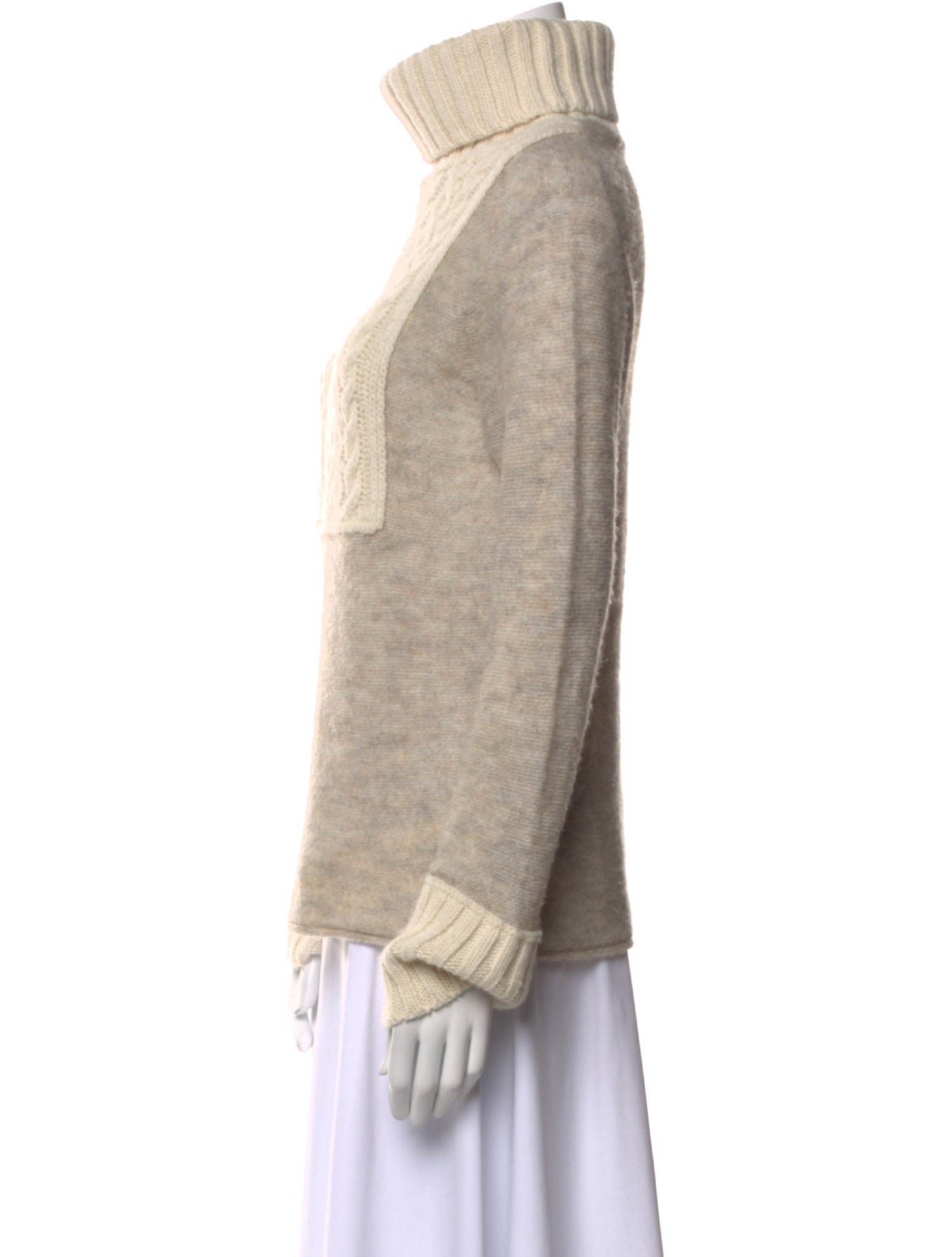 Tory Burch Colorblock Pattern Turtleneck Sweater