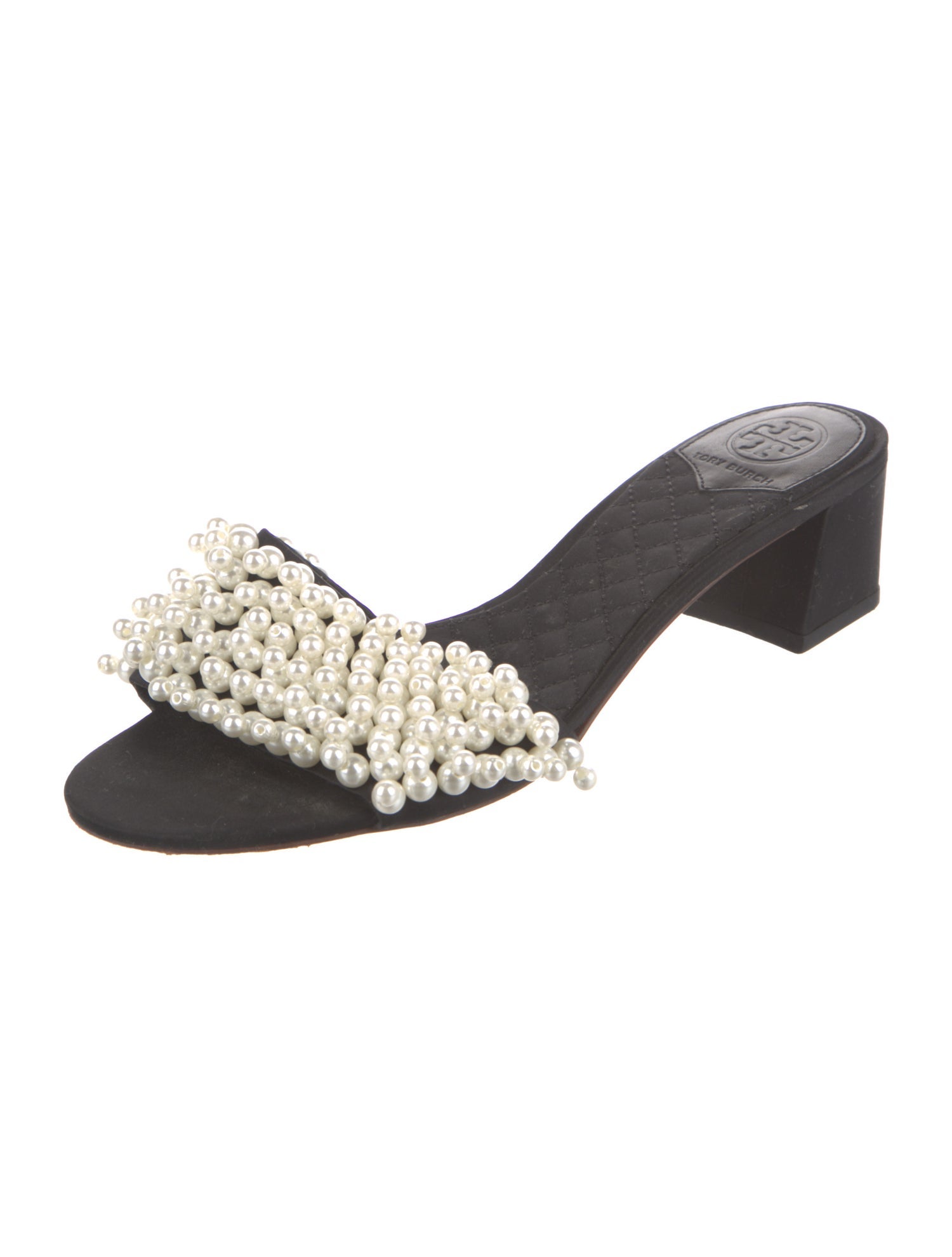 Tory Burch Satin Beaded Accents Slides