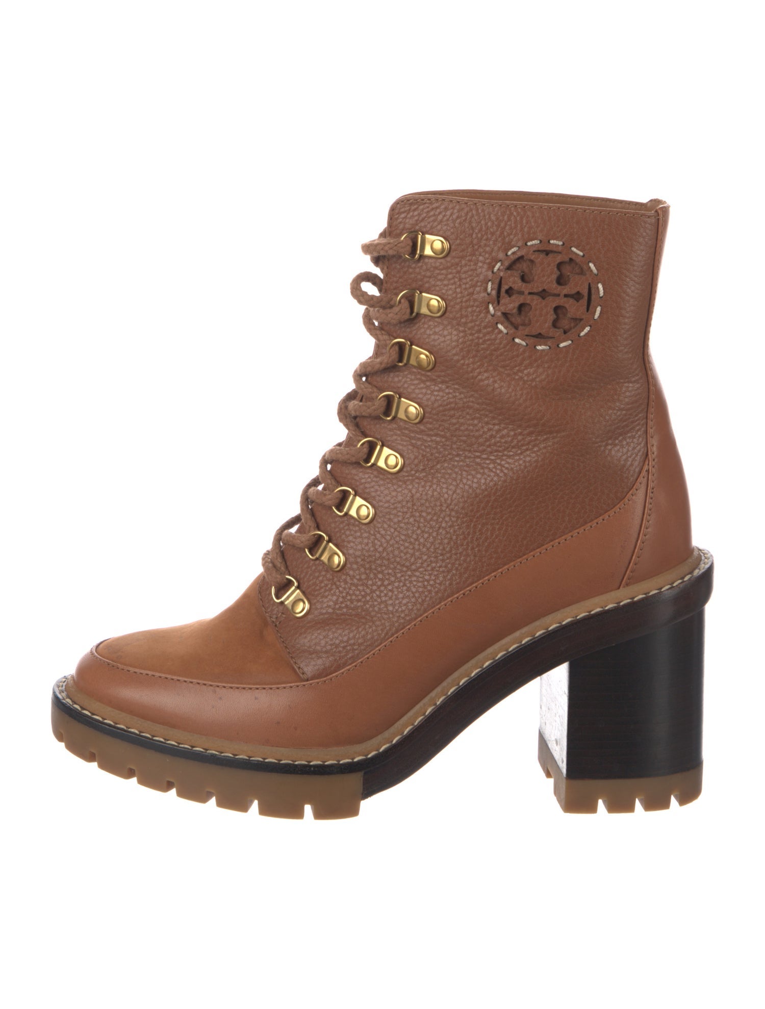 Tory Burch Leather Lace-Up Boots