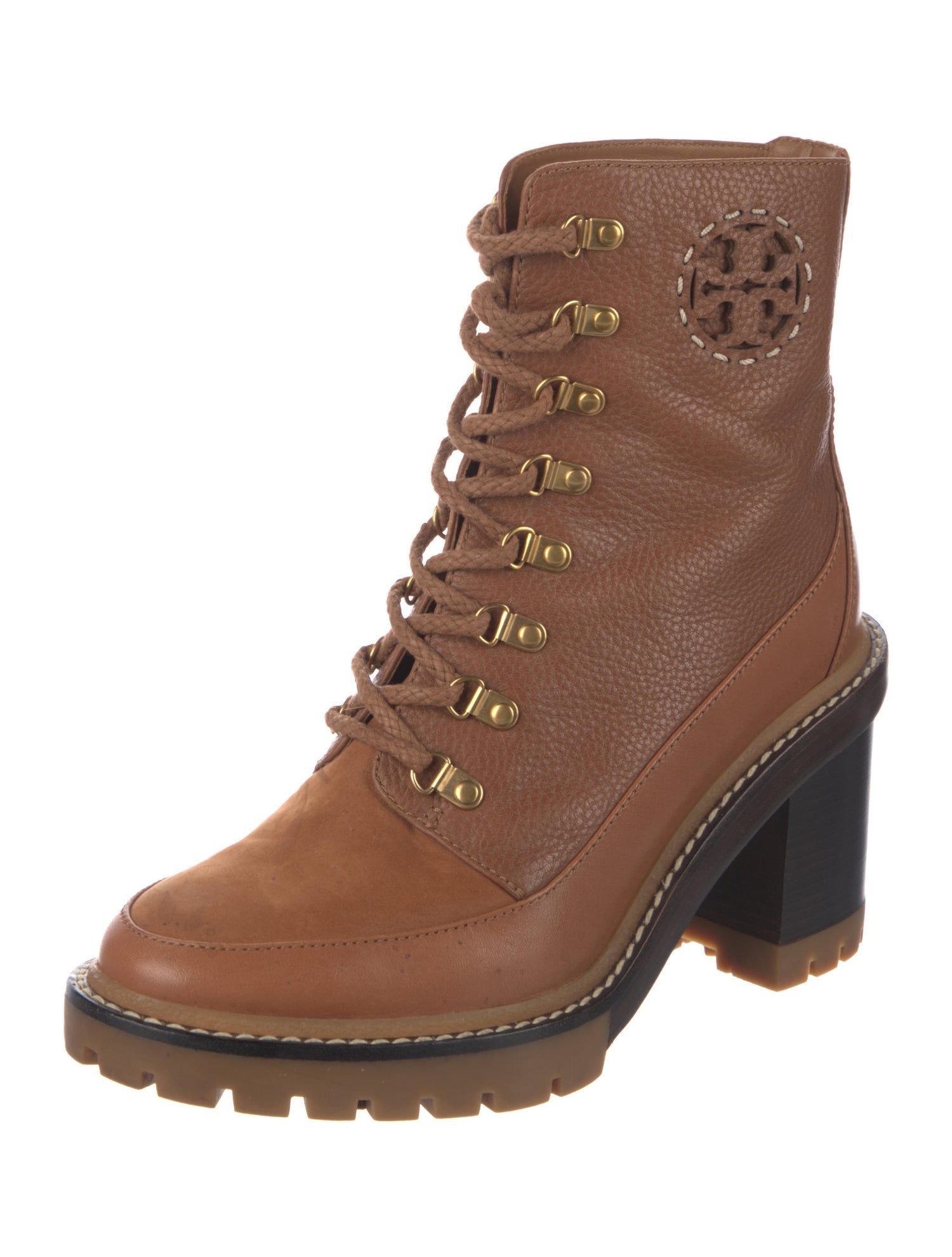 Tory Burch Leather Lace-Up Boots