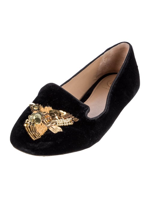 Tory Burch Velvet Floral Print Loafers