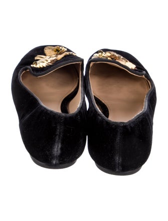 Tory Burch Velvet Floral Print Loafers