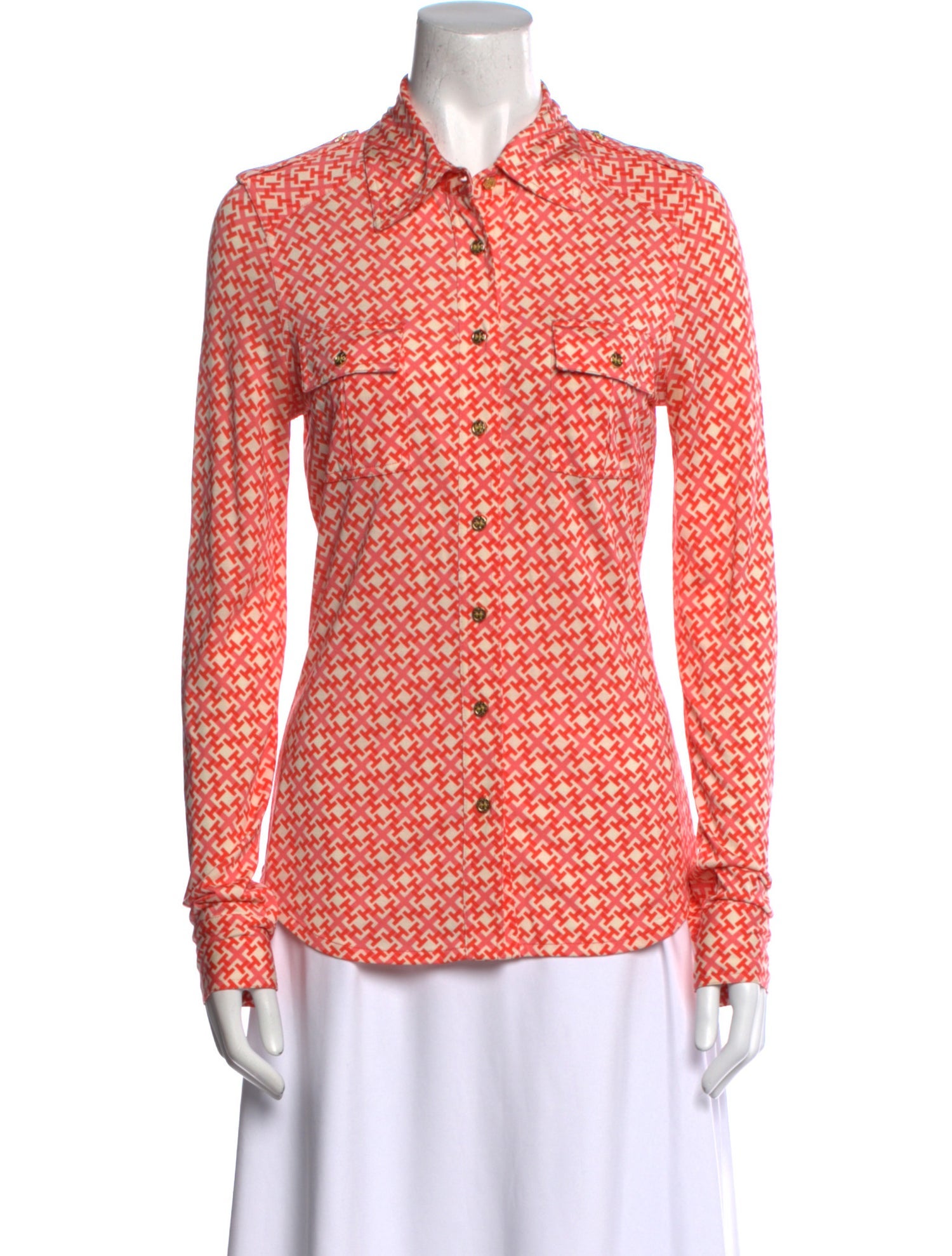 Tory Burch Silk Printed Button-Up Top