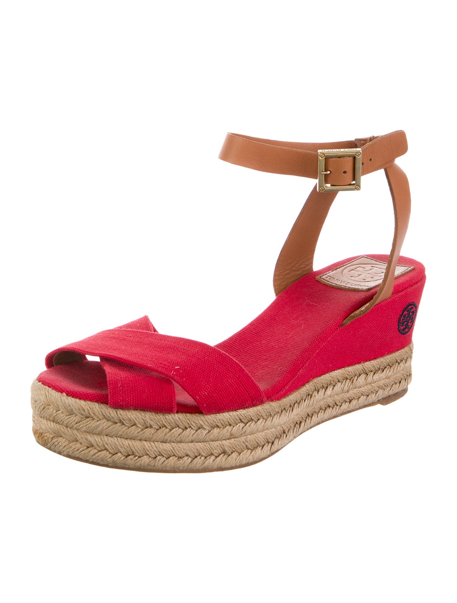 Tory Burch Canvas Colorblock Pattern Slingback Pumps