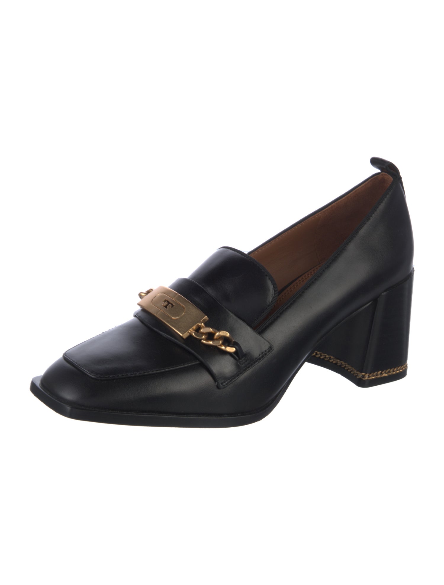 Tory Burch Leather Chain-Link Accents Pumps