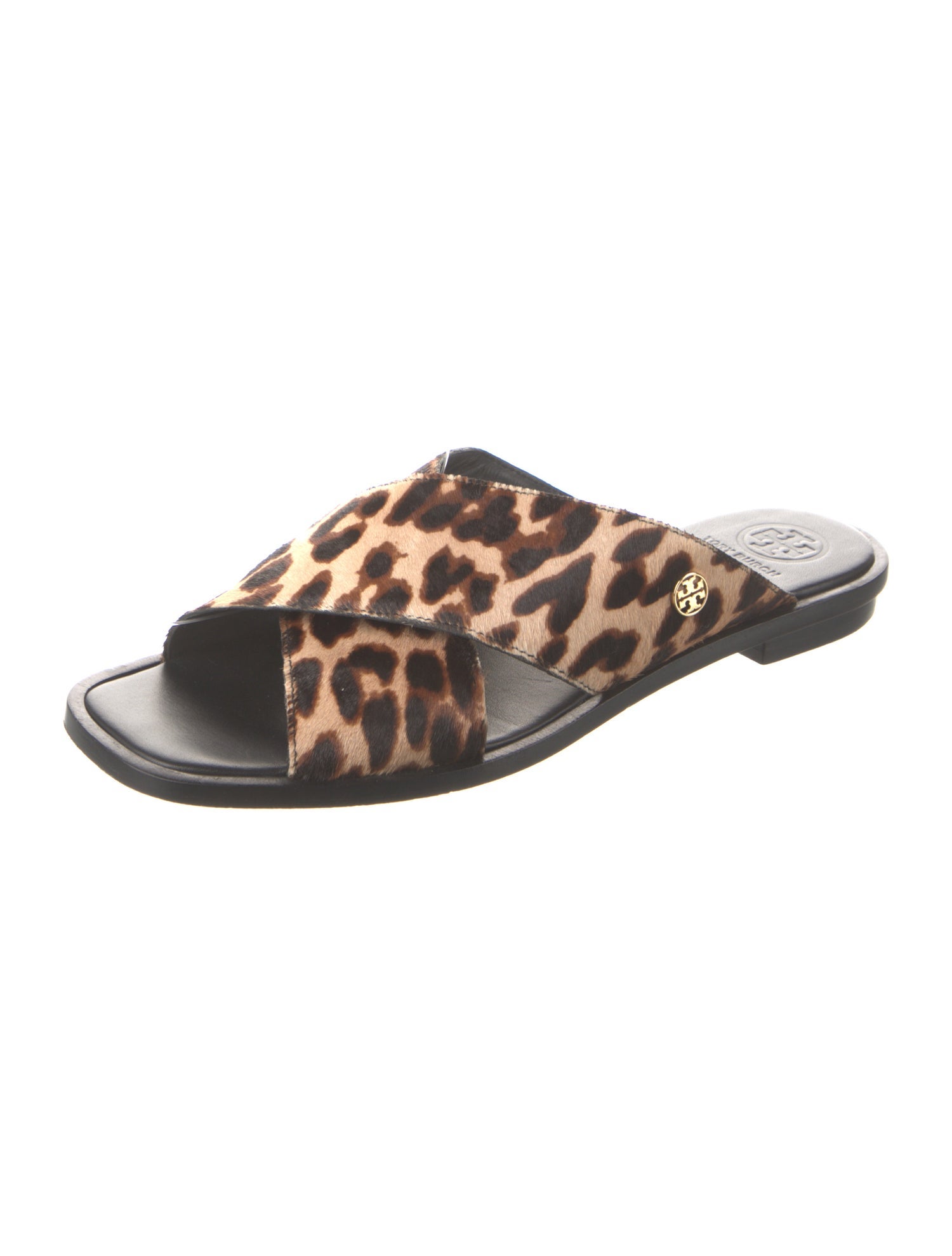 Tory Burch Ponyhair Animal Print Slides