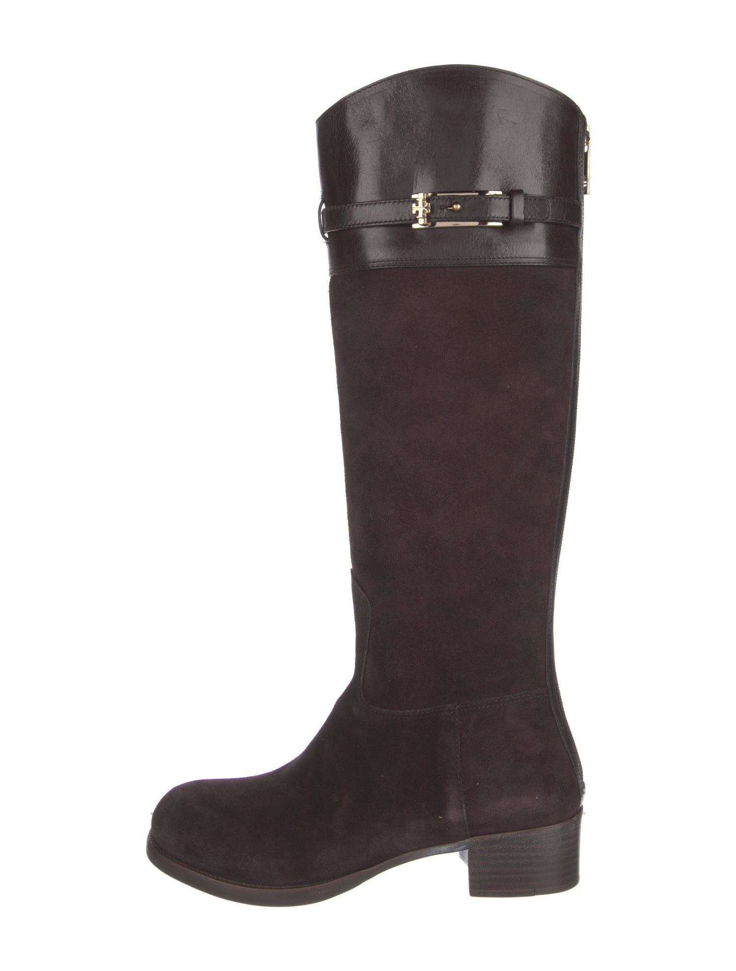 Tory Burch Suede Leather Trim Embellishment Riding Boots