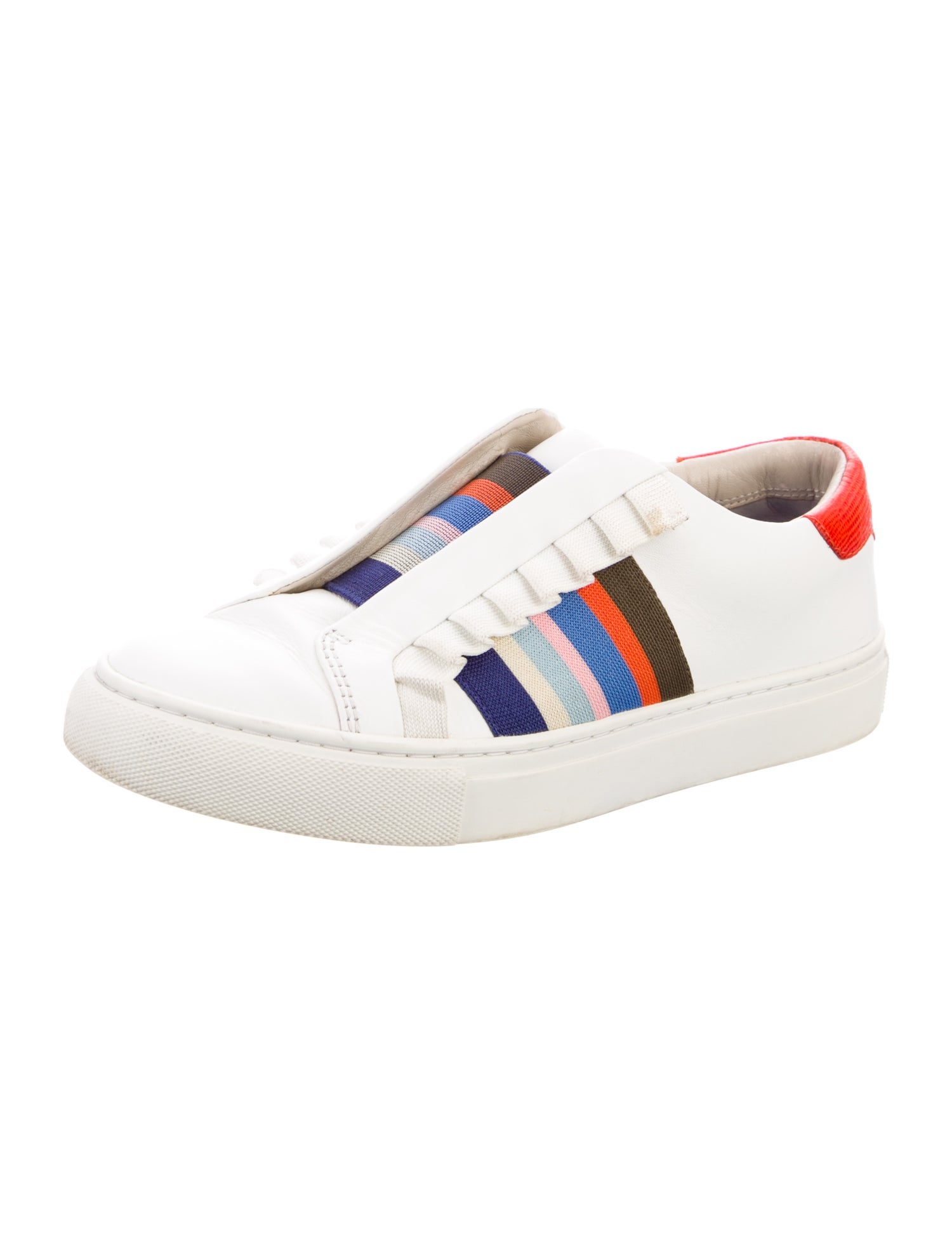 Tory Burch Leather Striped Sneakers