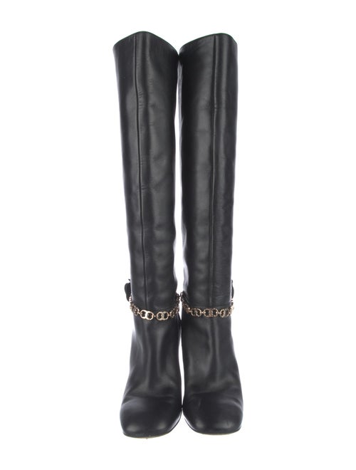 Tory Burch Leather Chain-Link Accents Boots