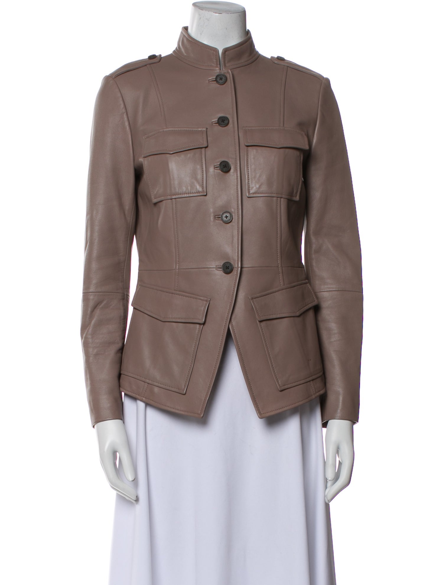 Tory Burch Lamb Leather Utility Jacket