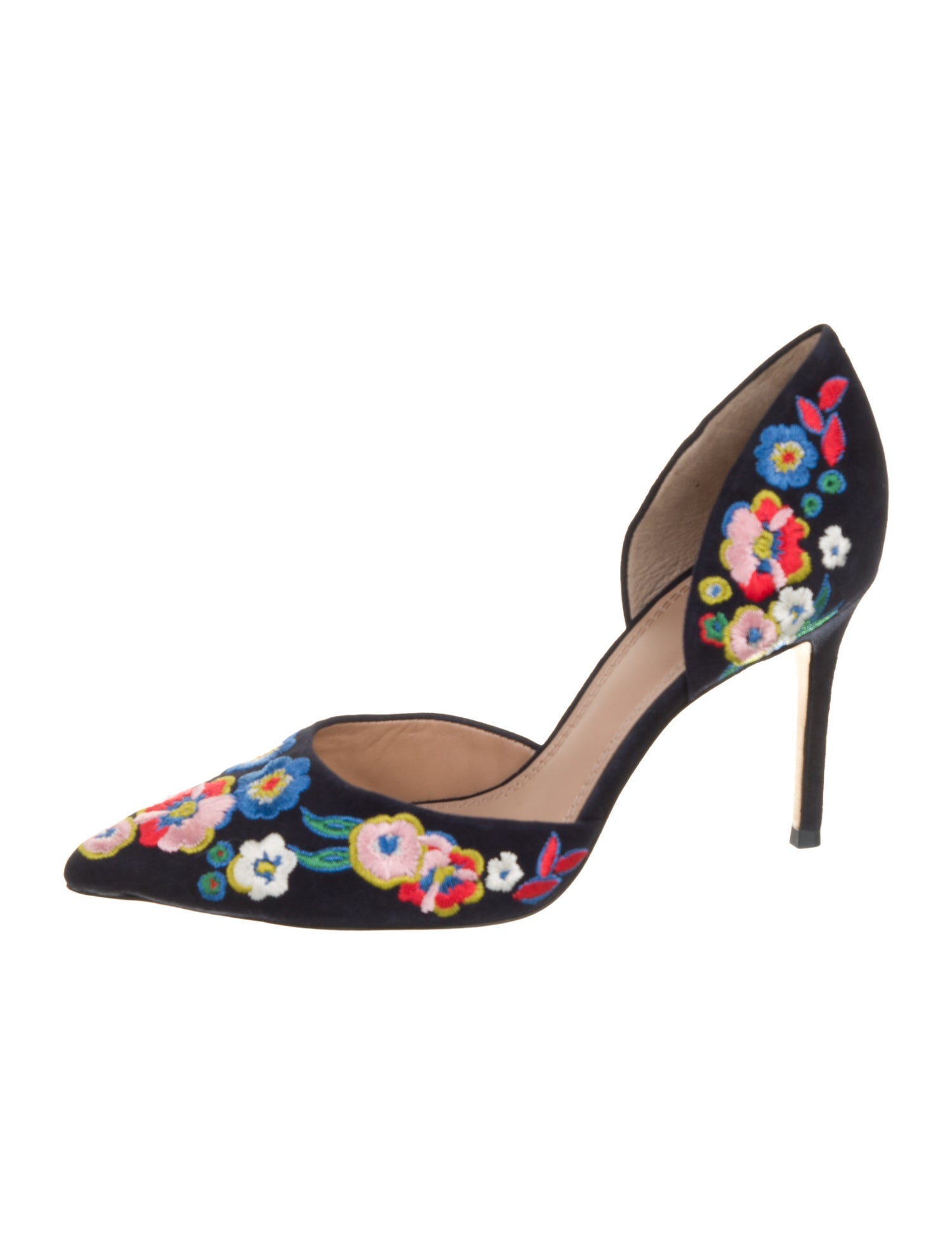 Tory Burch Suede Floral Print D'Orsay Pumps