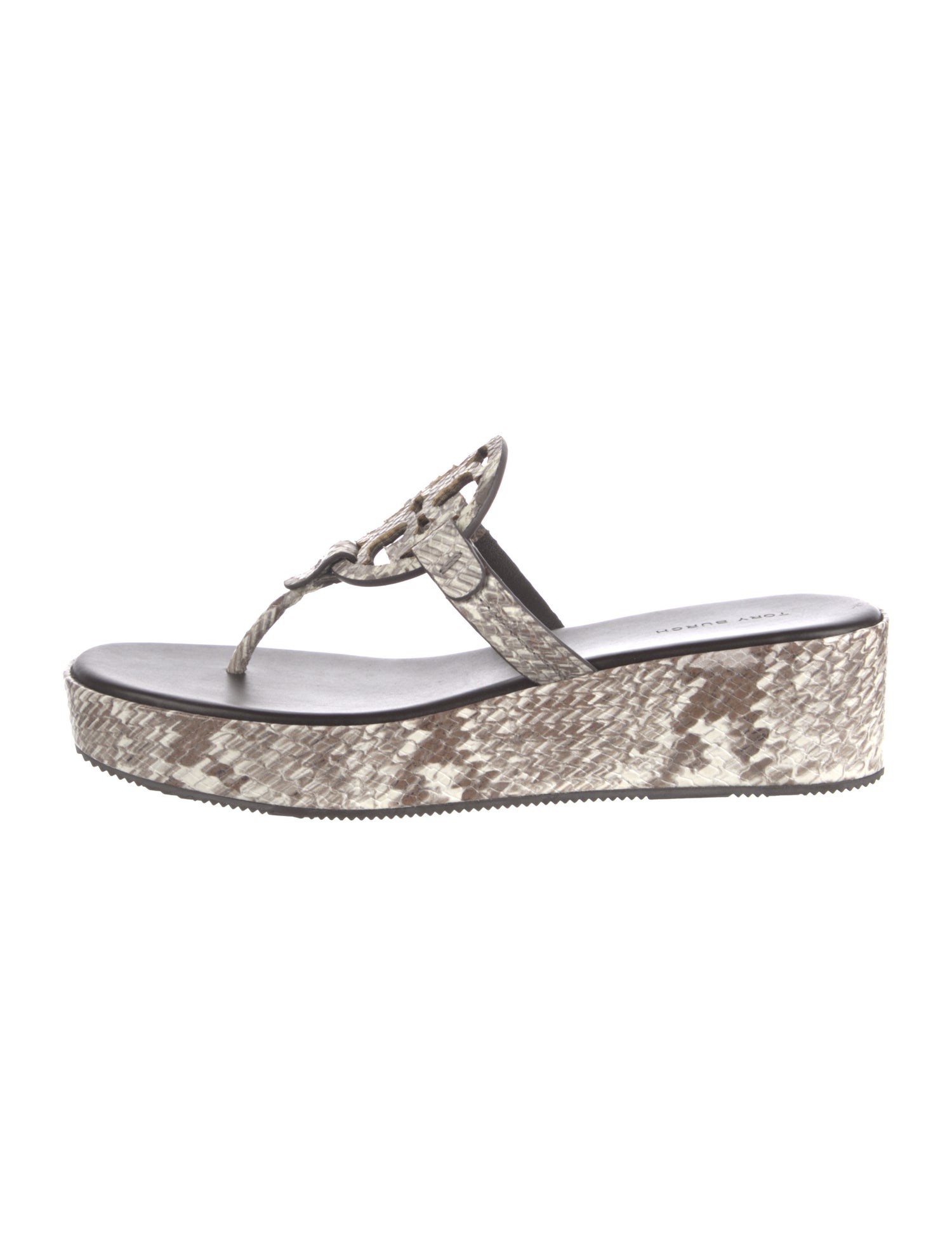 Tory Burch Leather Animal Print Flip Flops