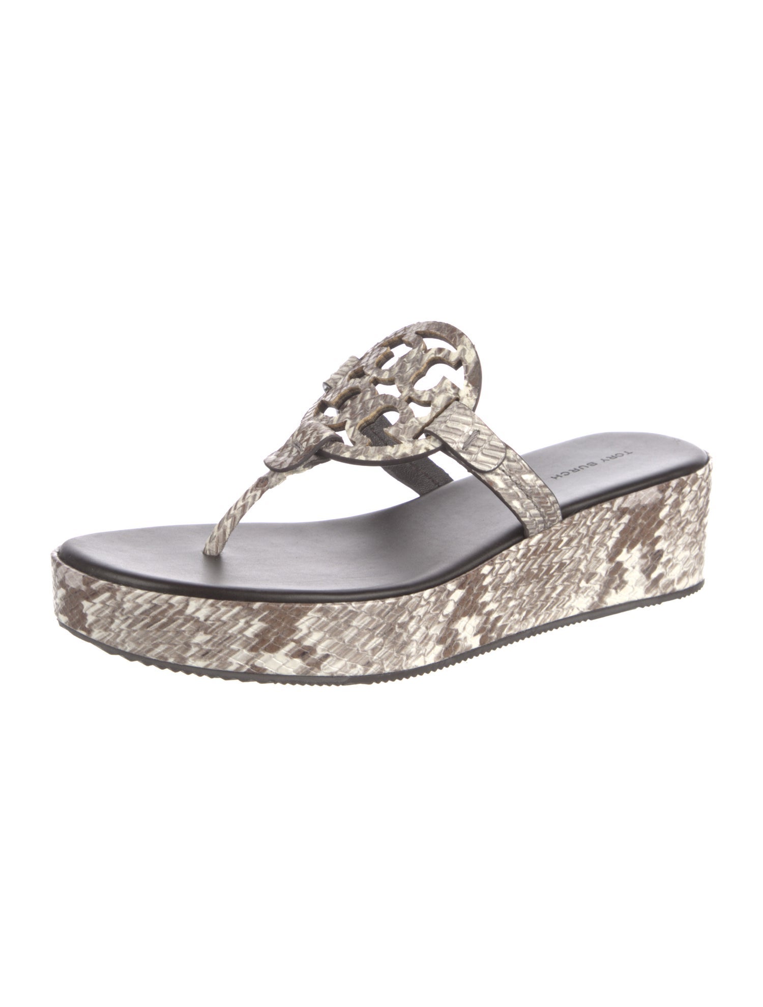 Tory Burch Leather Animal Print Flip Flops