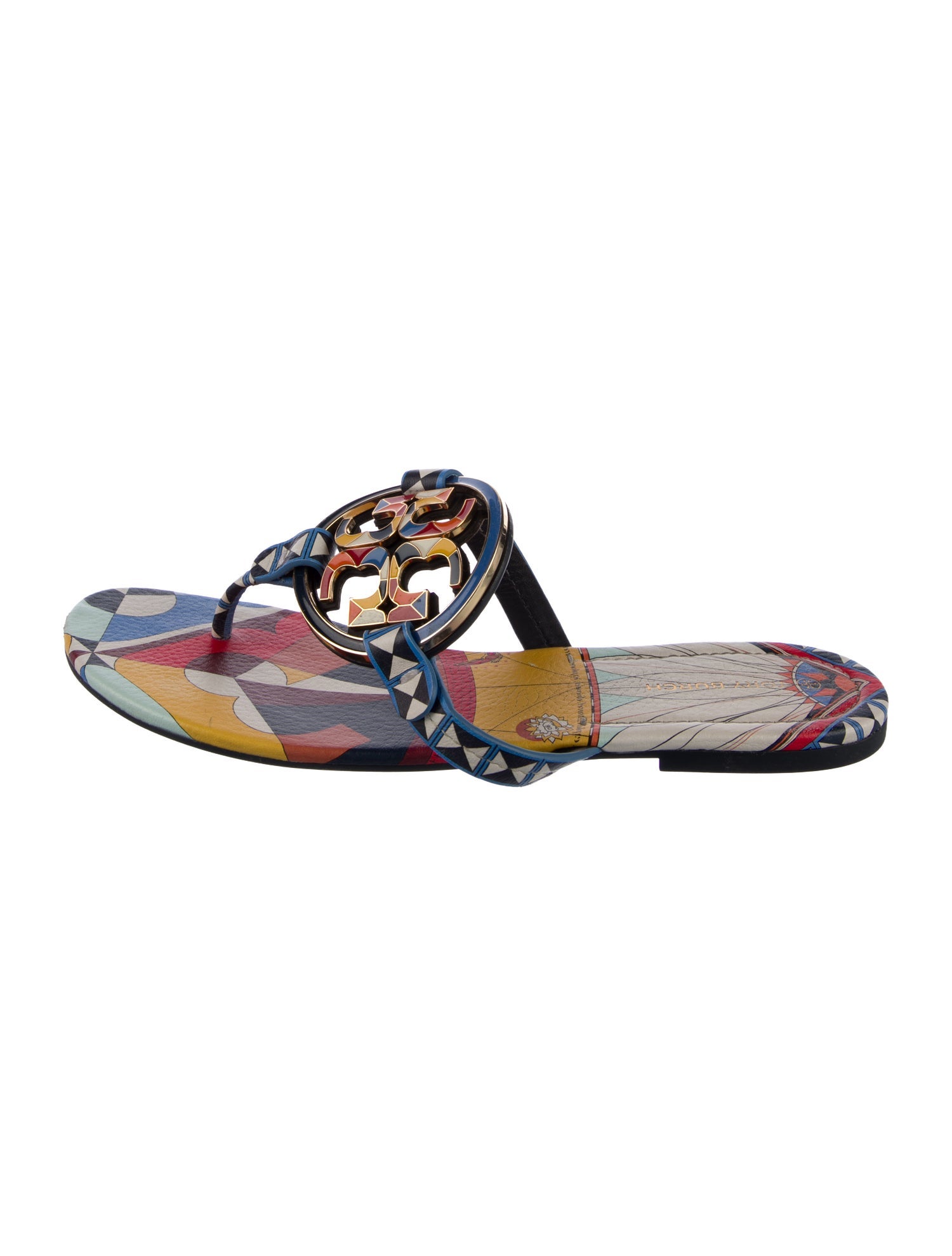 Tory Burch Leather Printed T-Strap Sandals