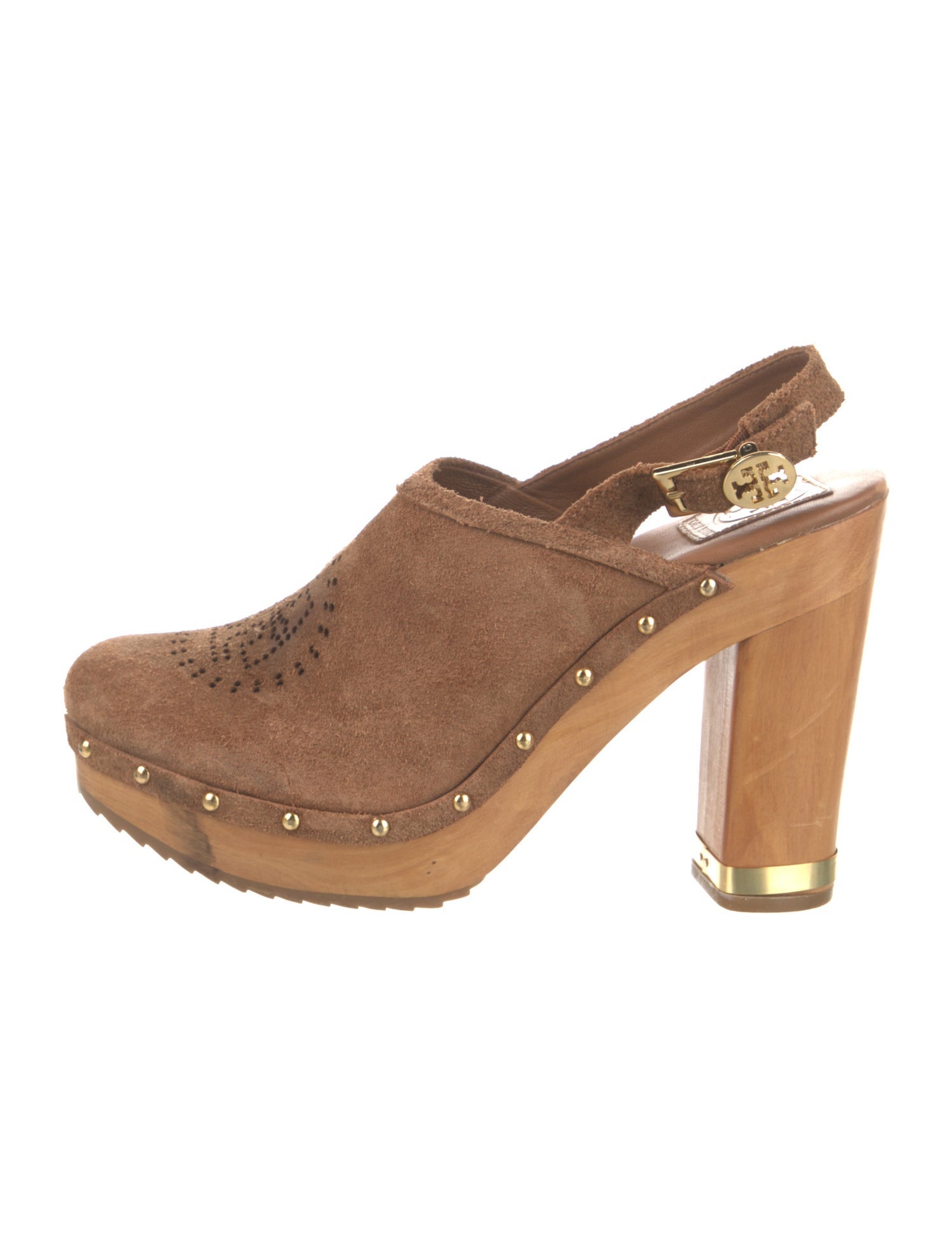 Tory Burch Suede Studded Accents Slingback Pumps