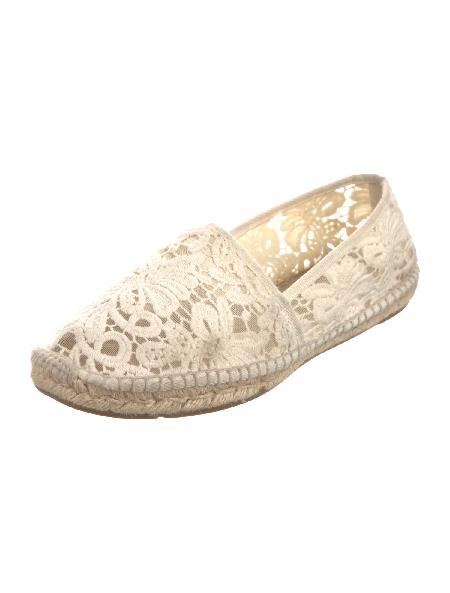 Tory Burch Lace Embroidered Accent Espadrilles