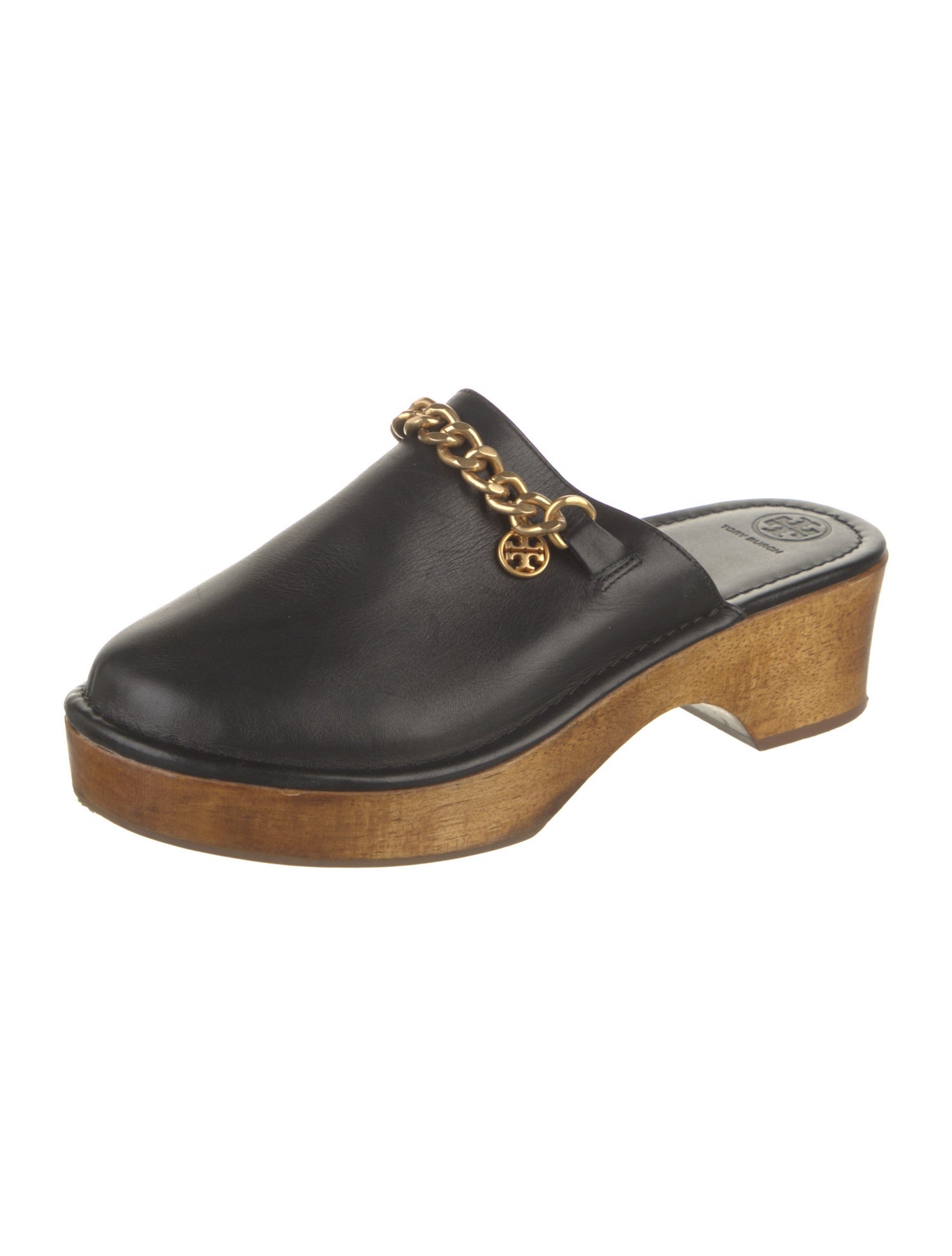 Tory Burch Leather Chain-Link Accents Mules