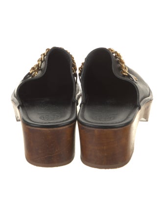 Tory Burch Leather Chain-Link Accents Mules