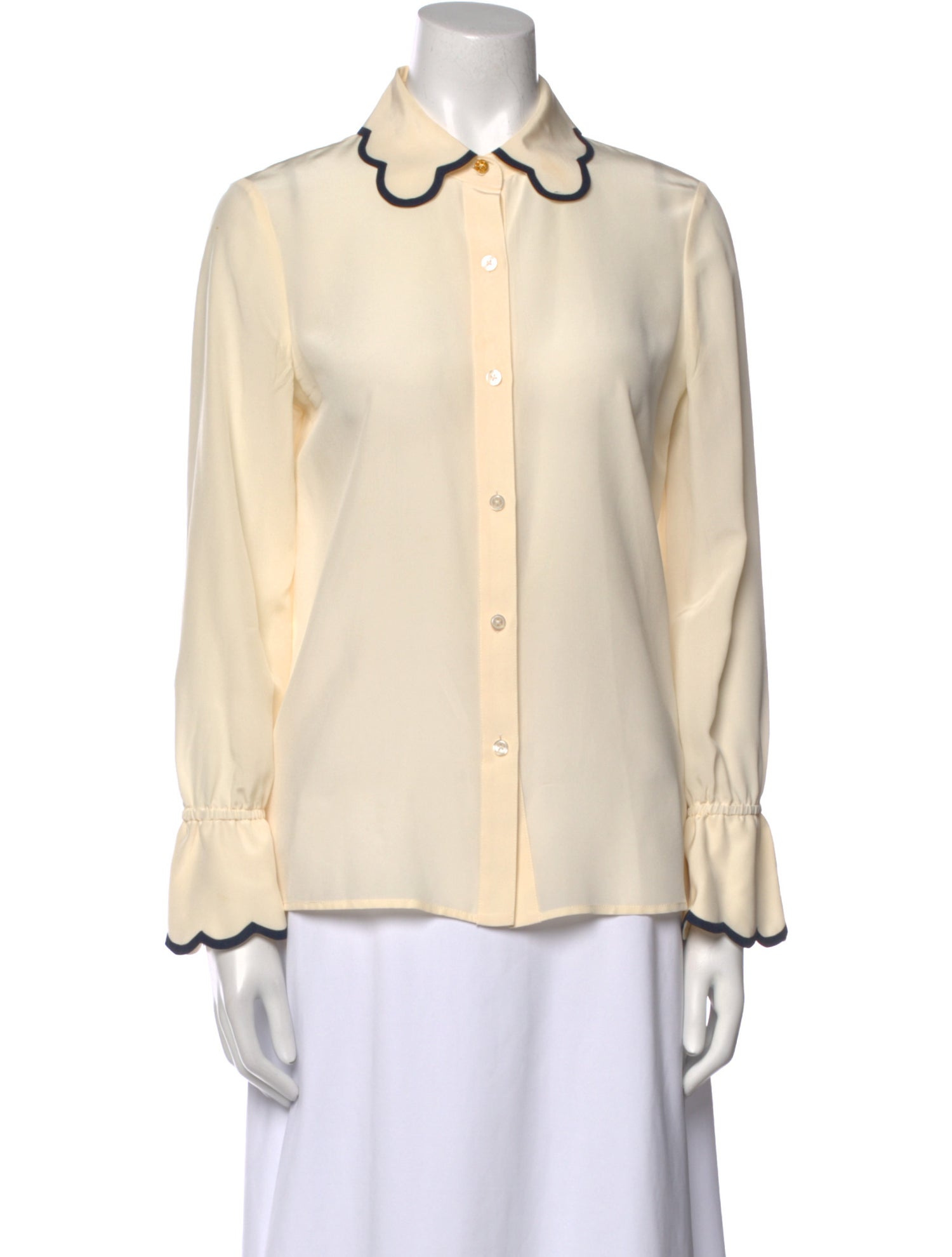 Tory Burch Silk Long Sleeve Button-Up Top