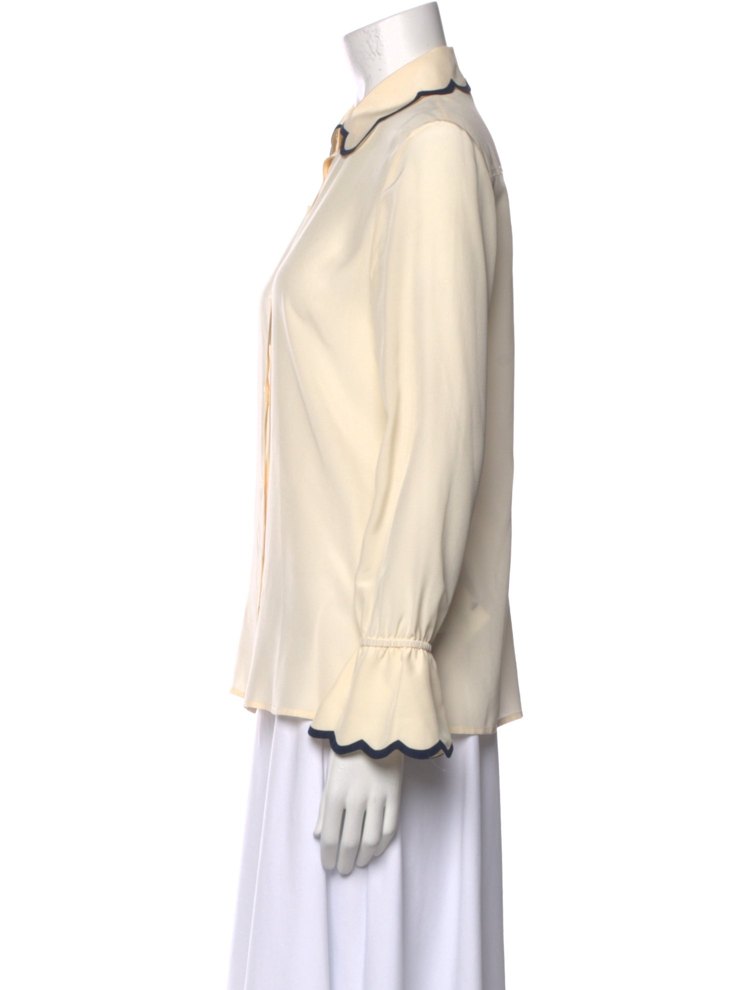 Tory Burch Silk Long Sleeve Button-Up Top