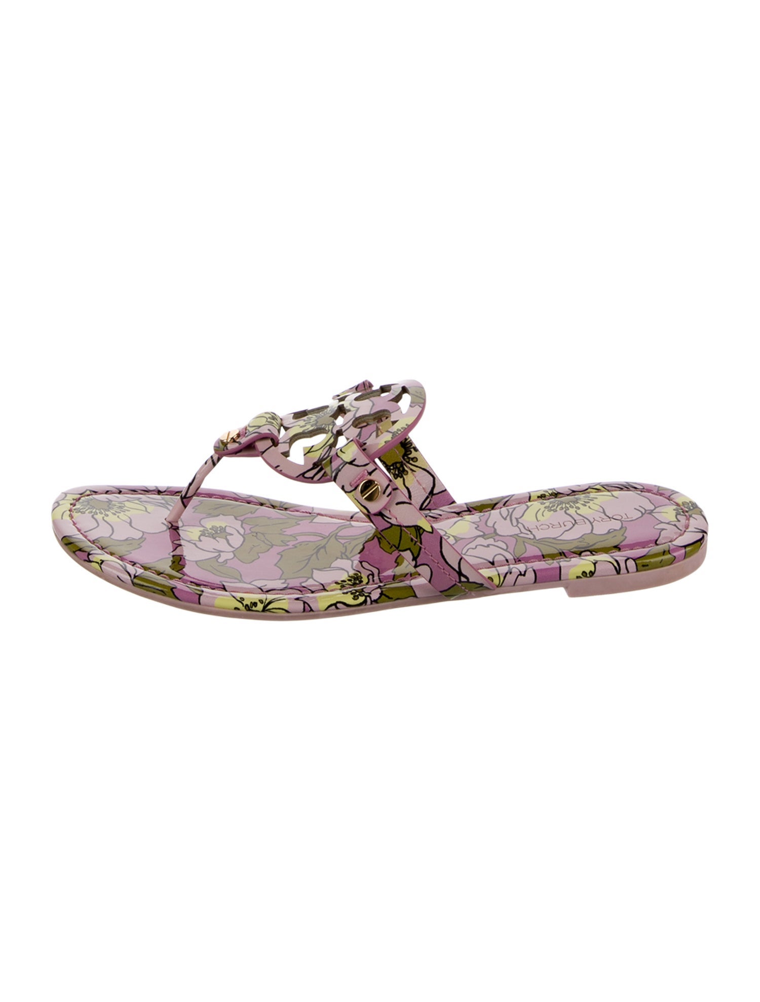 Tory Burch Patent Leather Printed Flip Flops