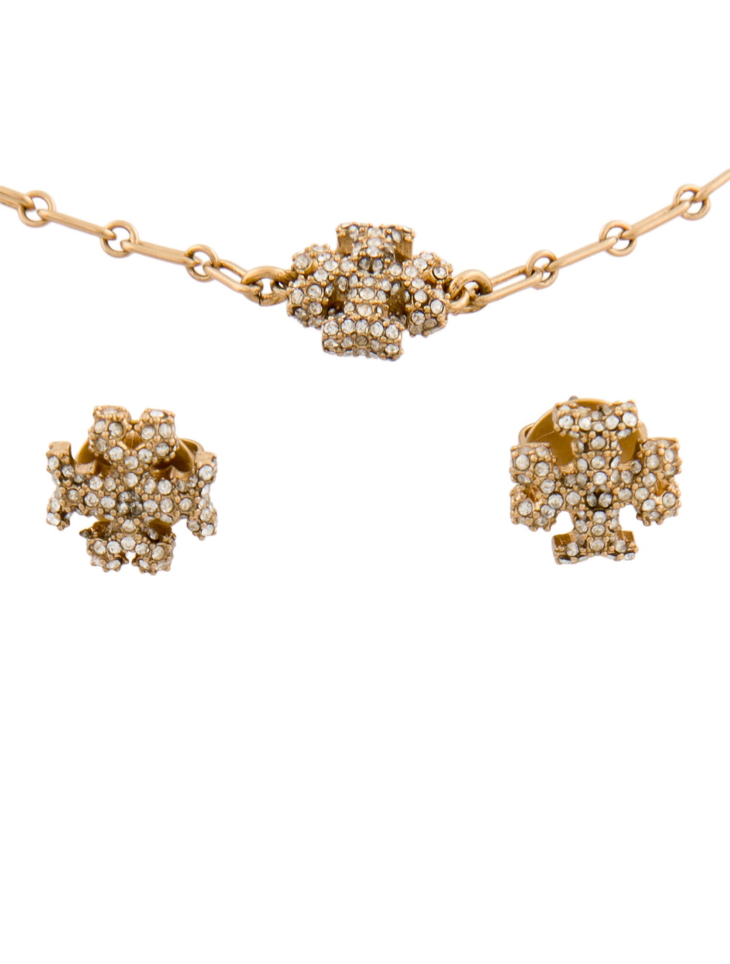 Tory Burch Crystal Roxanne Station Bracelet & Stud Earring Set w/ Tags