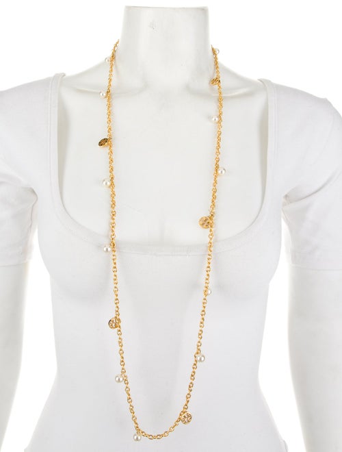 Tory Burch Faux Pearl Station Necklace