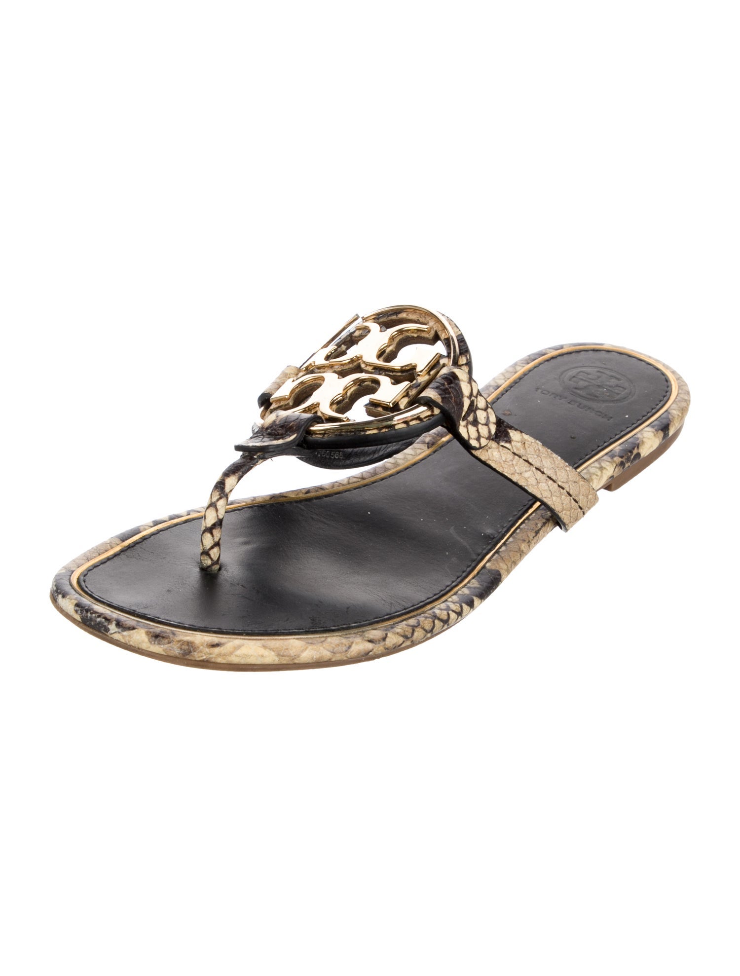 Tory Burch Leather Floral Print Slides
