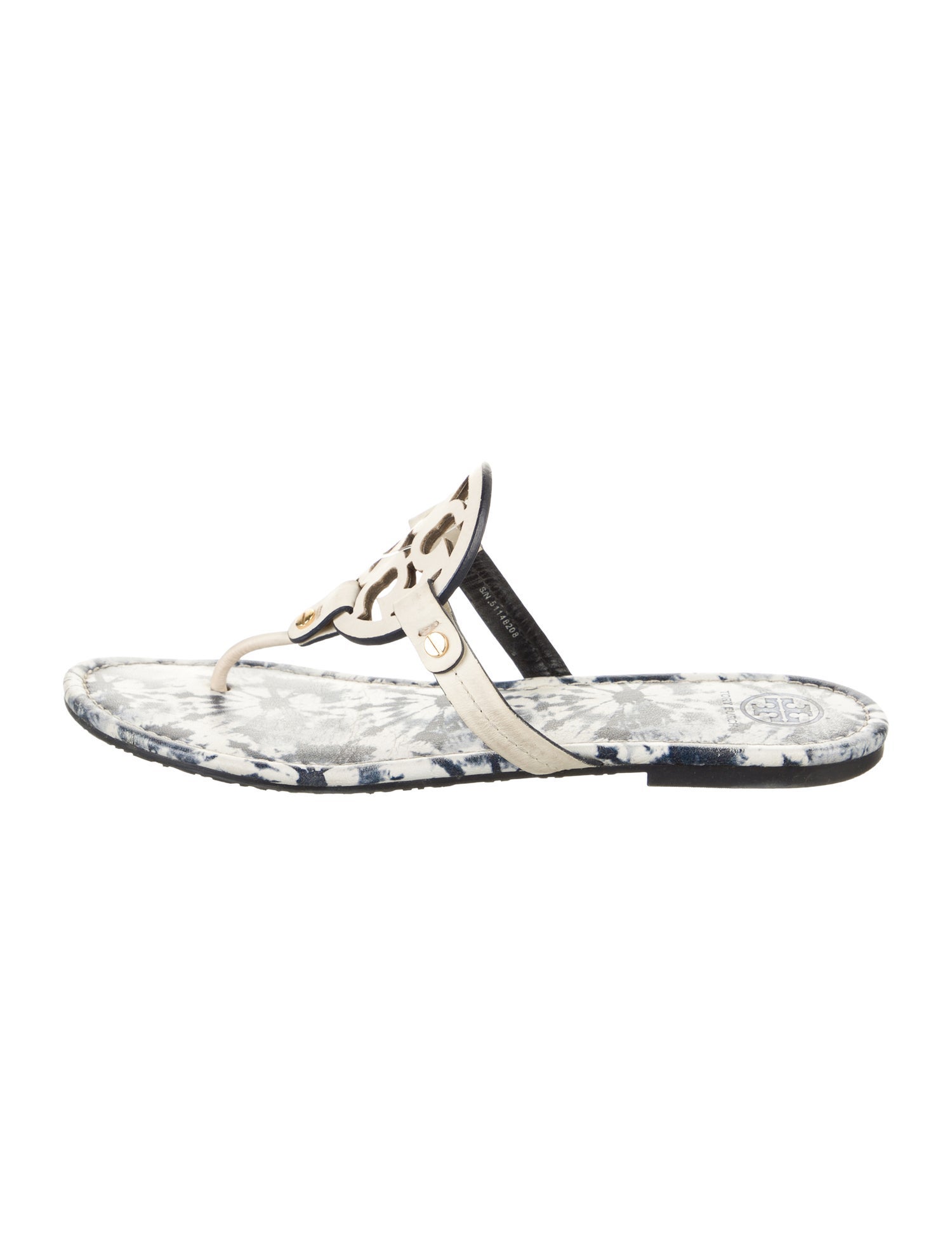 Tory Burch Leather Tie-Dye Print Flip Flops