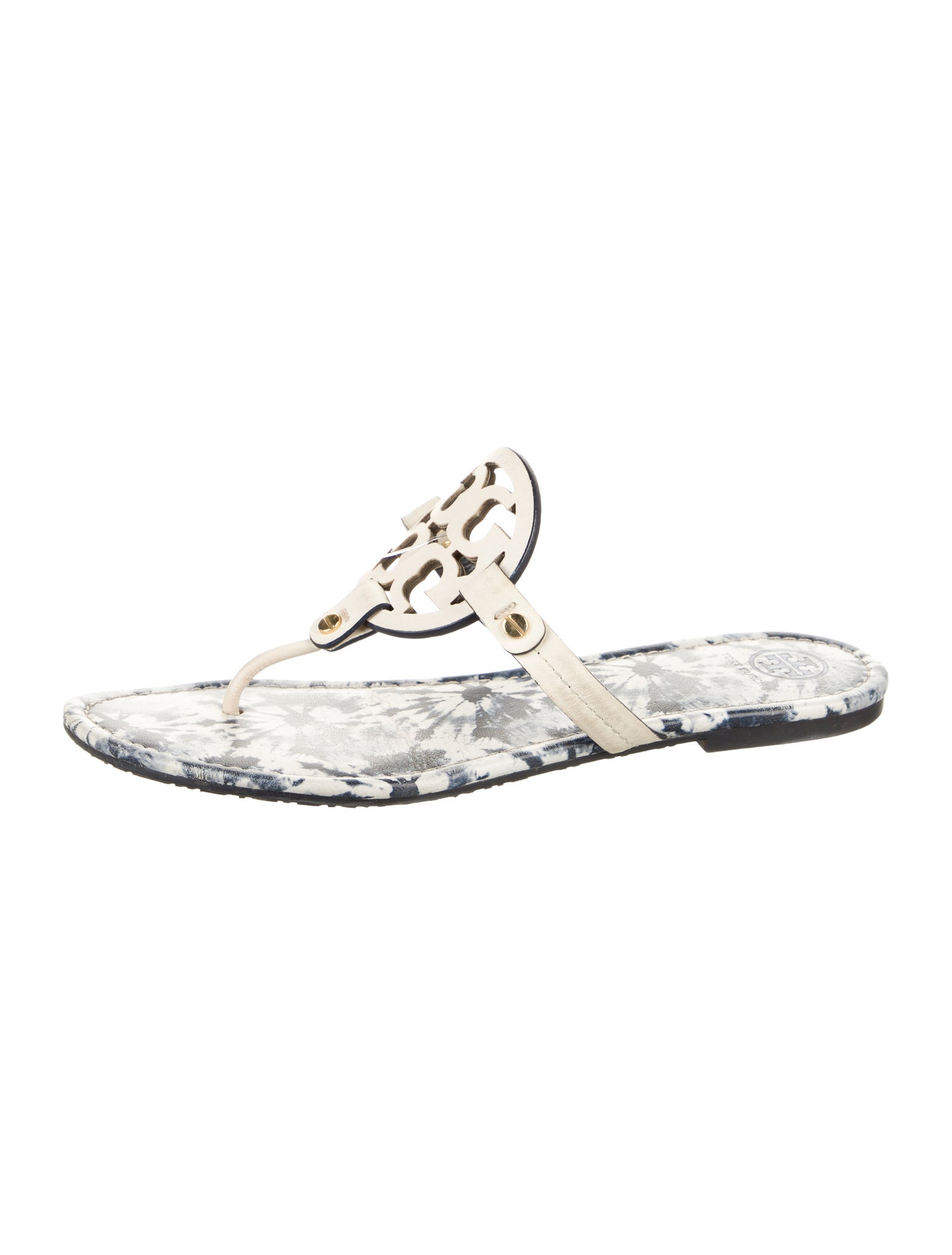 Tory Burch Leather Tie-Dye Print Flip Flops