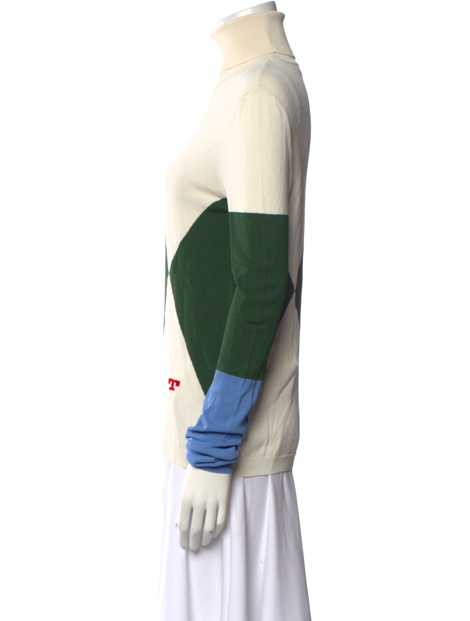 Tory Burch Colorblock Pattern Turtleneck Sweater