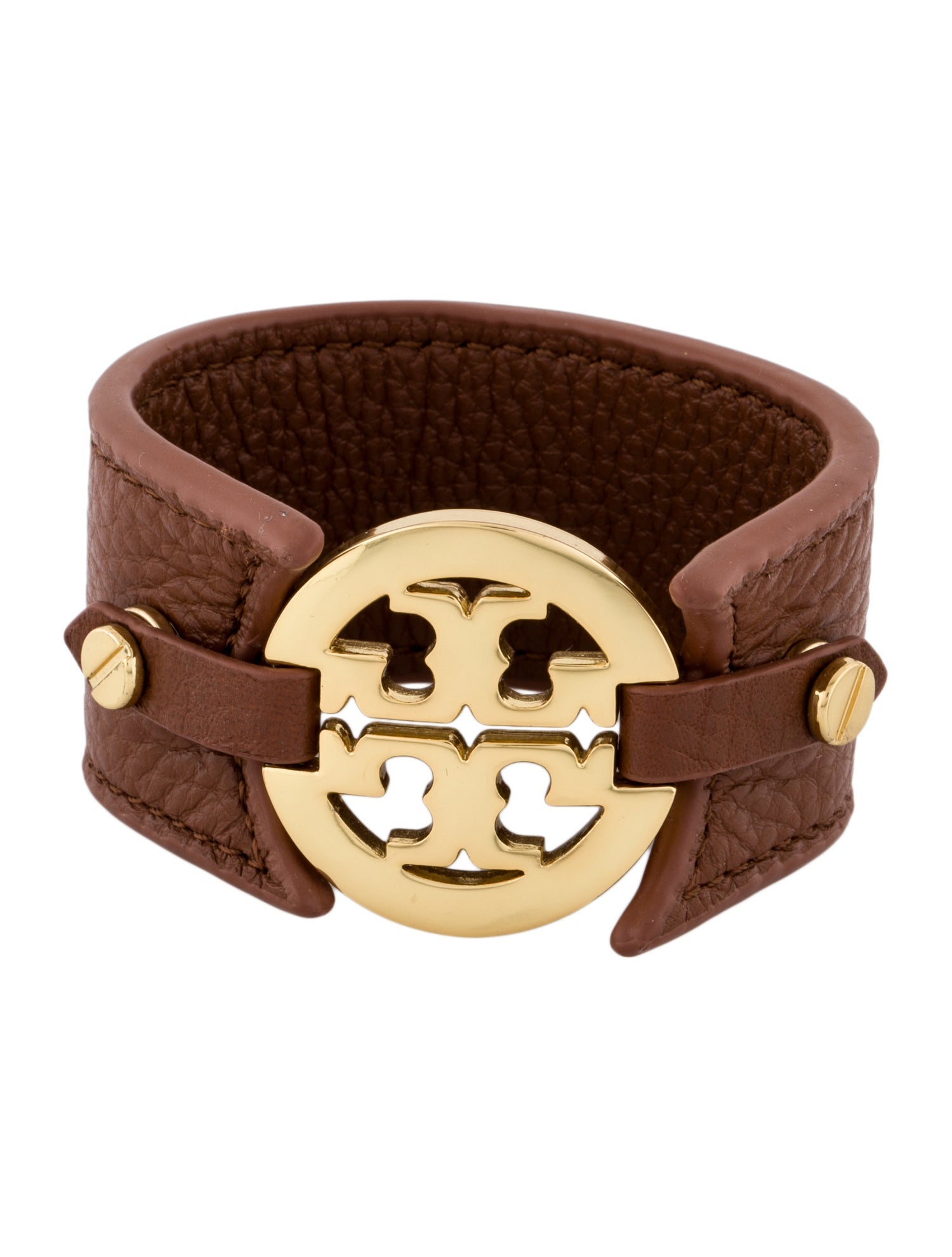 Tory Burch Leather Wide Logo Snap Bracelet