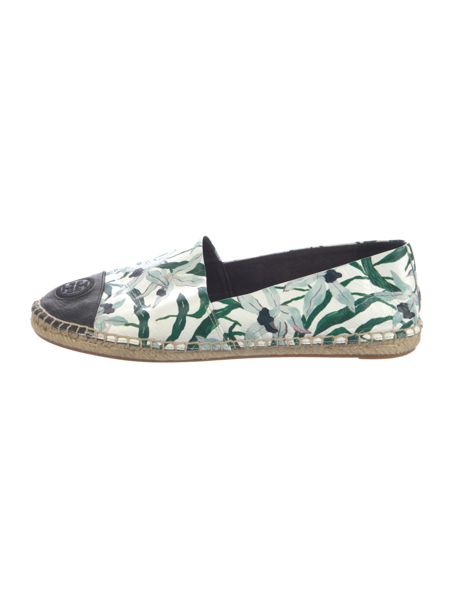 Tory Burch Leather Floral Print Espadrilles
