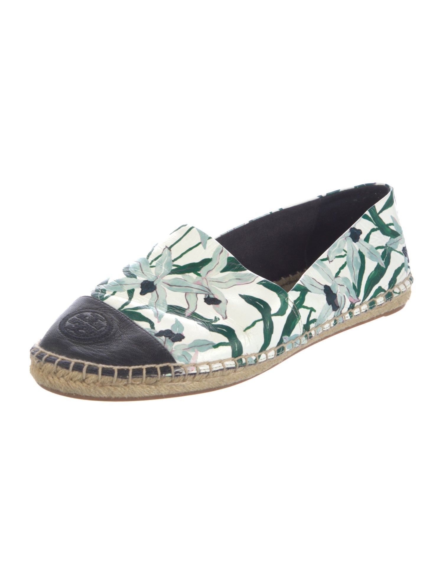 Tory Burch Leather Floral Print Espadrilles