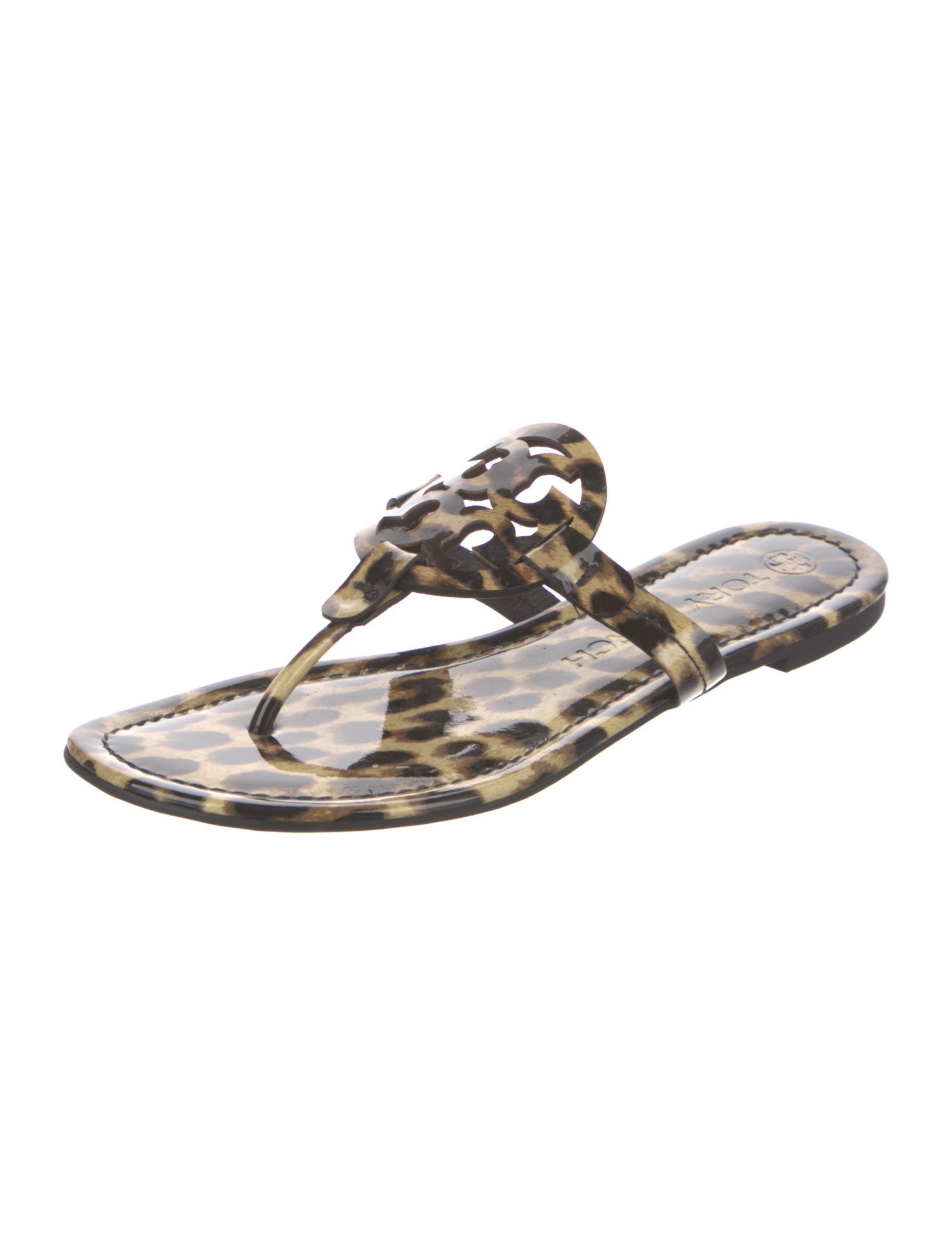 Tory Burch Patent Leather Animal Print Slides