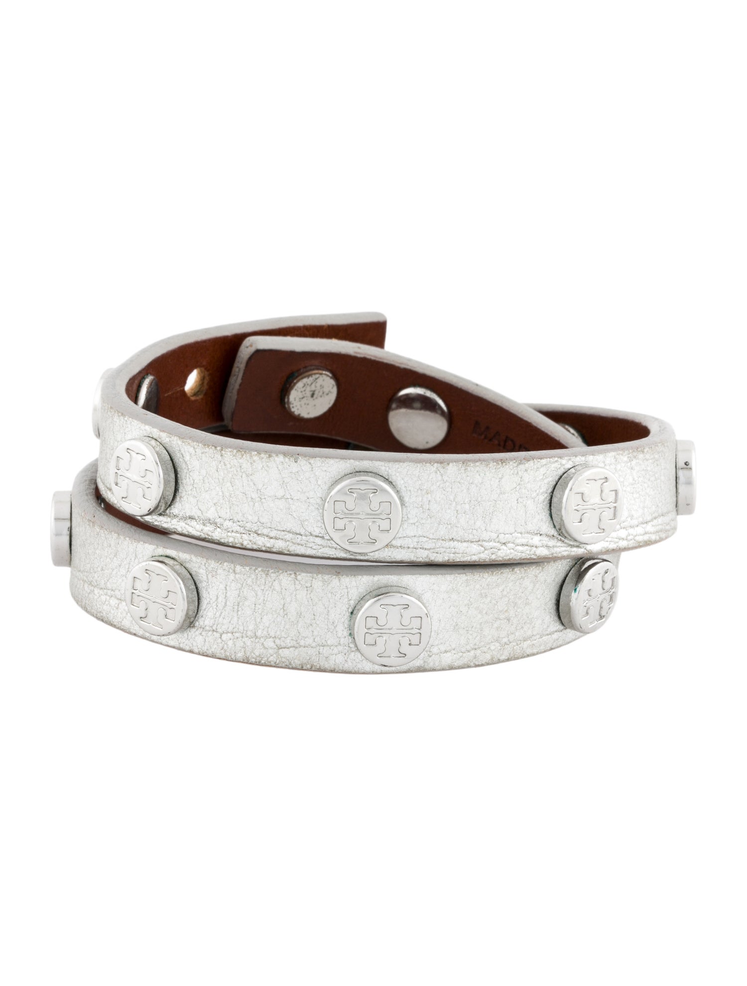 Tory Burch Leather Studded Double Wrap Bracelet