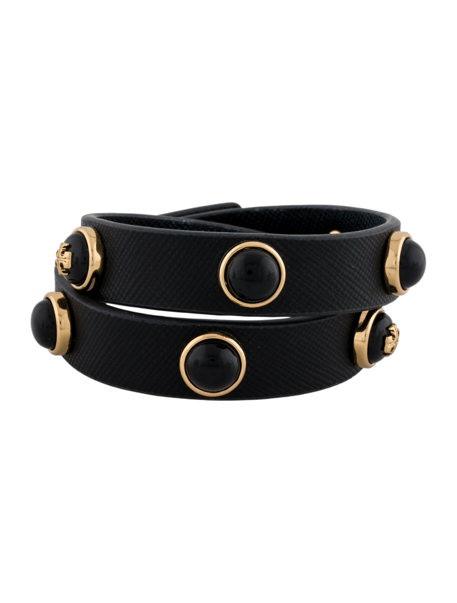 Tory Burch Leather & Resin 'Melodie' Double Wrap Bracelet