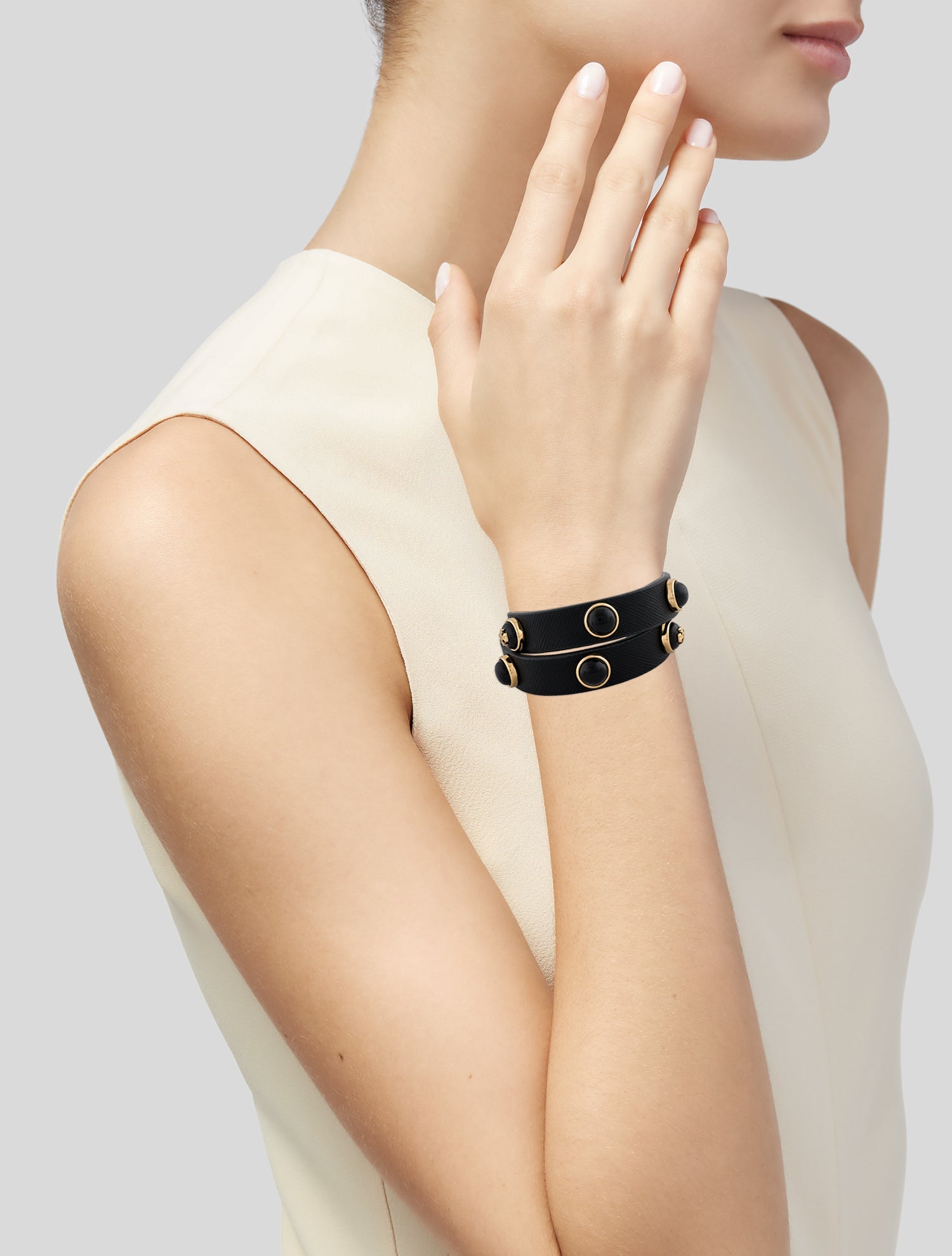 Tory Burch Leather & Resin 'Melodie' Double Wrap Bracelet
