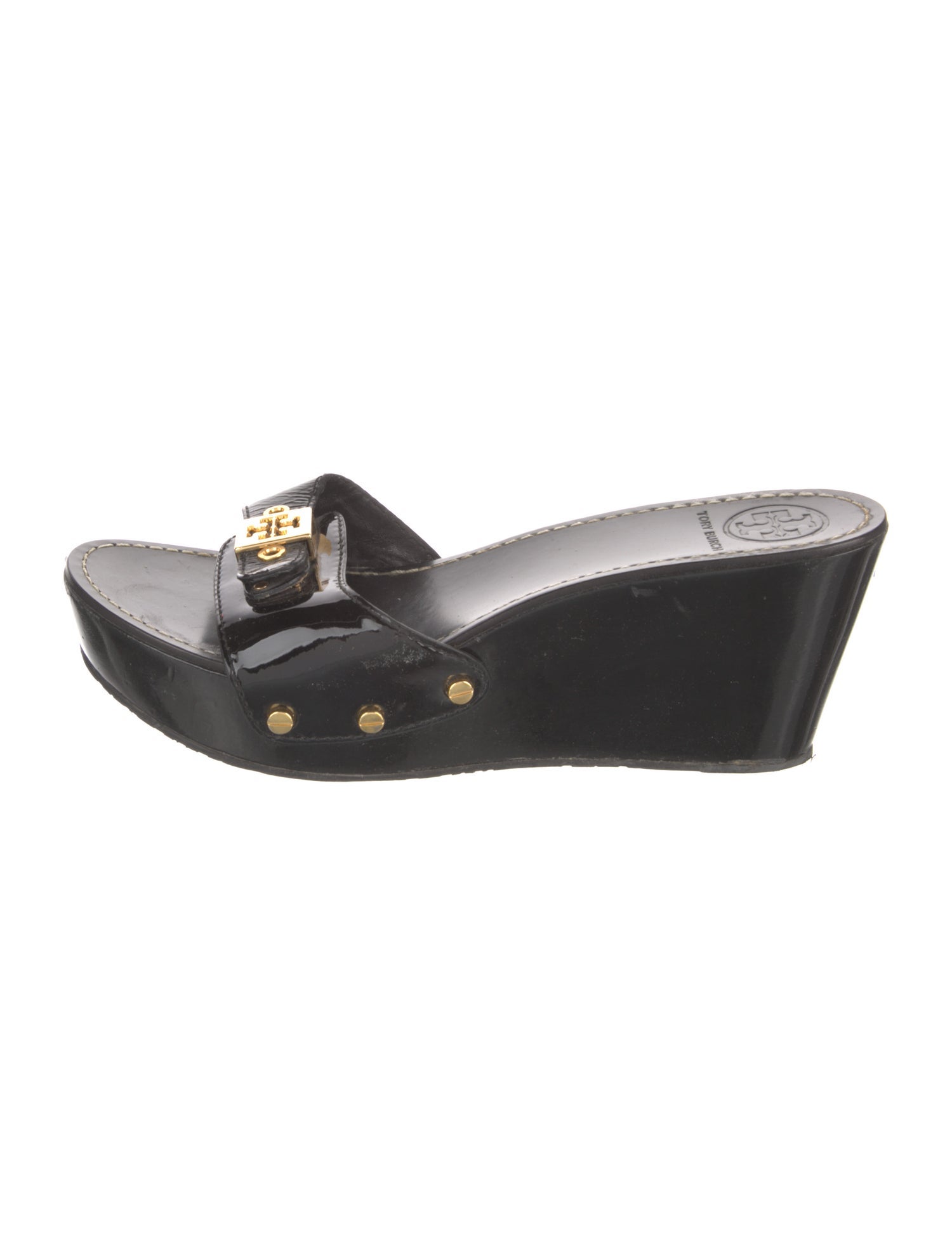 Tory Burch Patent Leather Studded Accents Slides