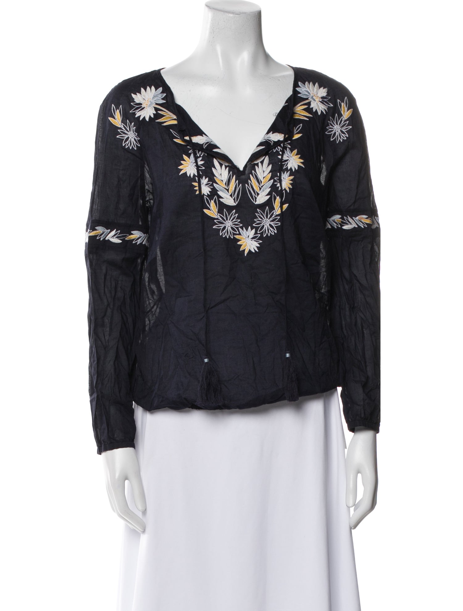 Tory Burch Floral Print V-Neck Blouse