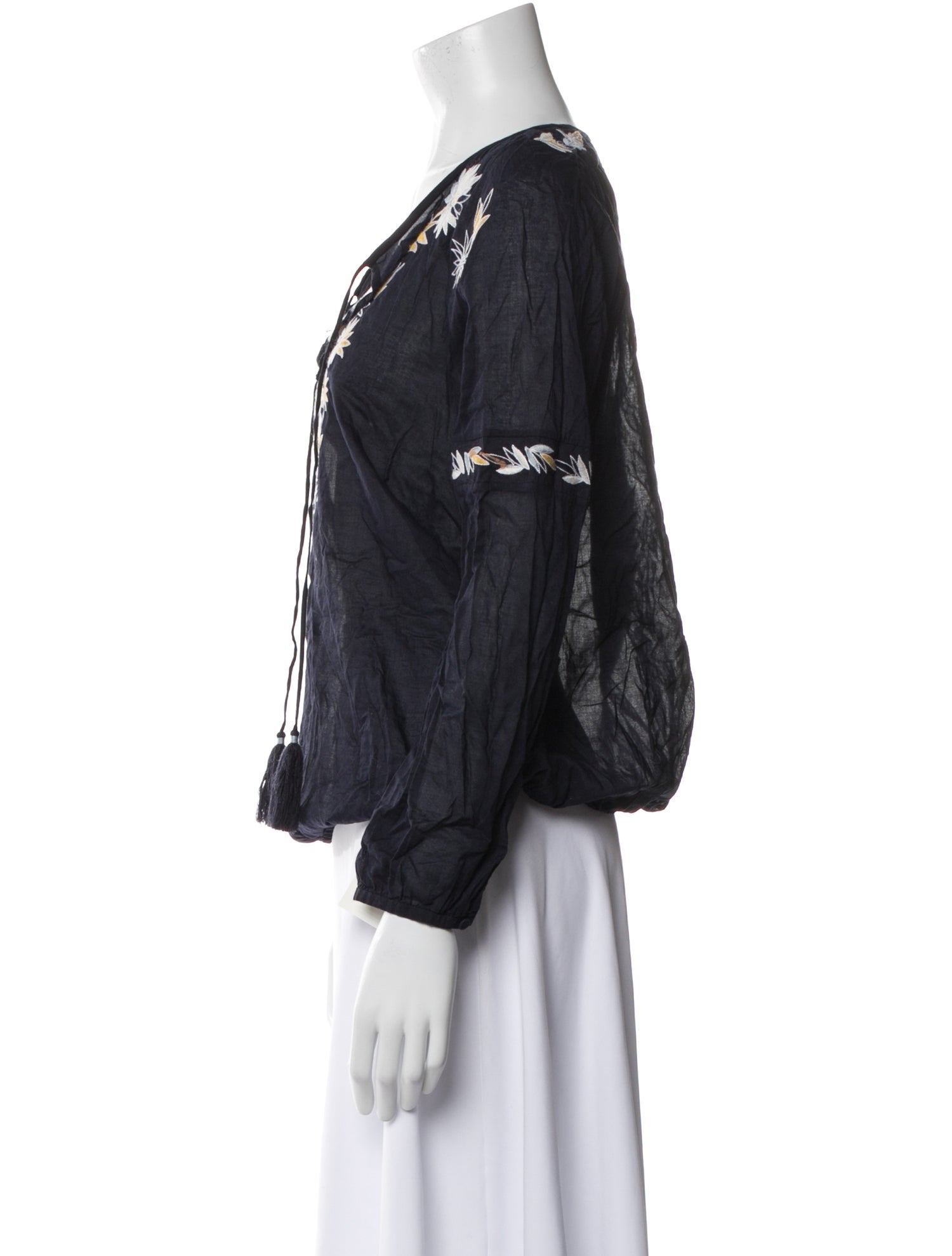 Tory Burch Floral Print V-Neck Blouse